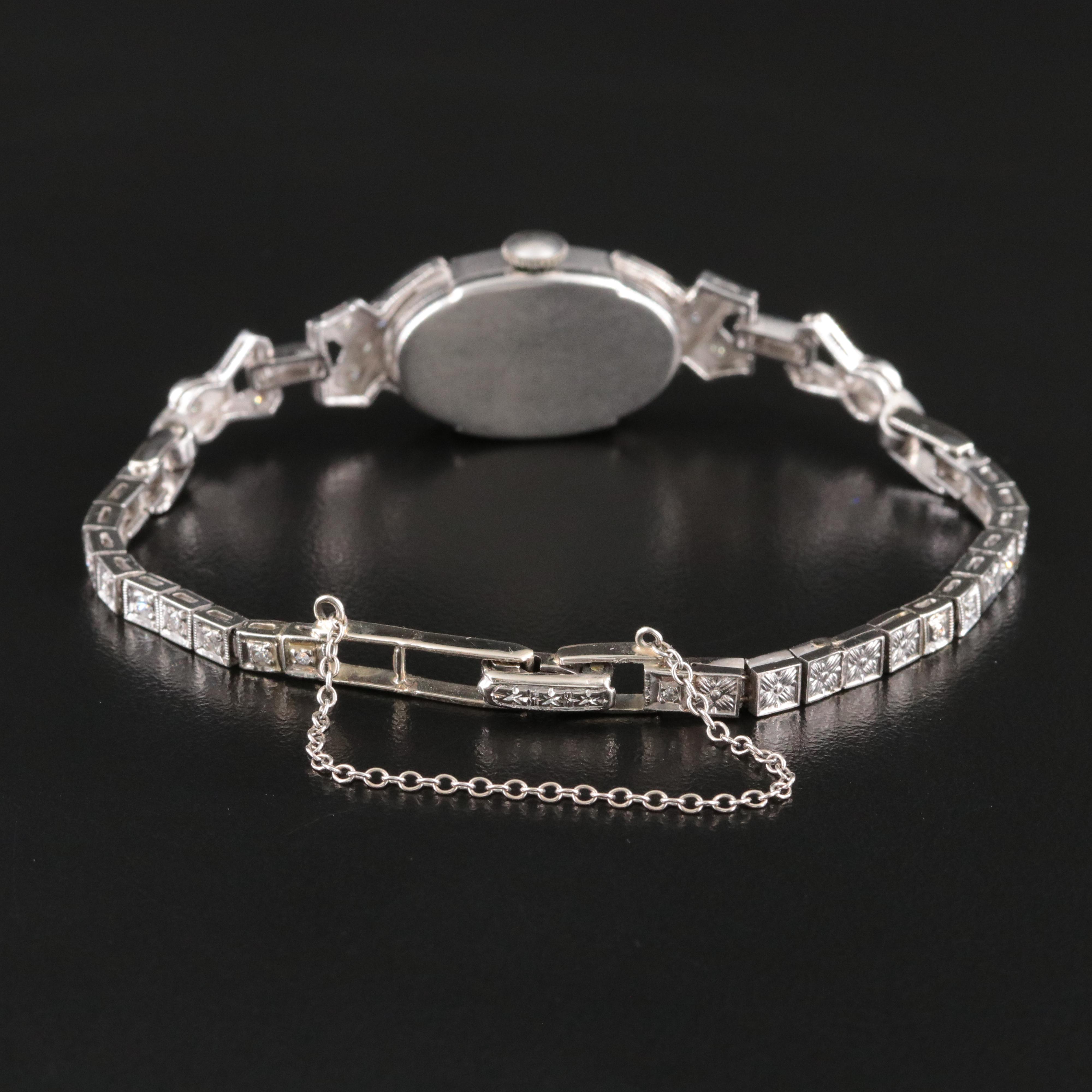 Art Deco Hamilton Platinum Diamond Cocktail Watch