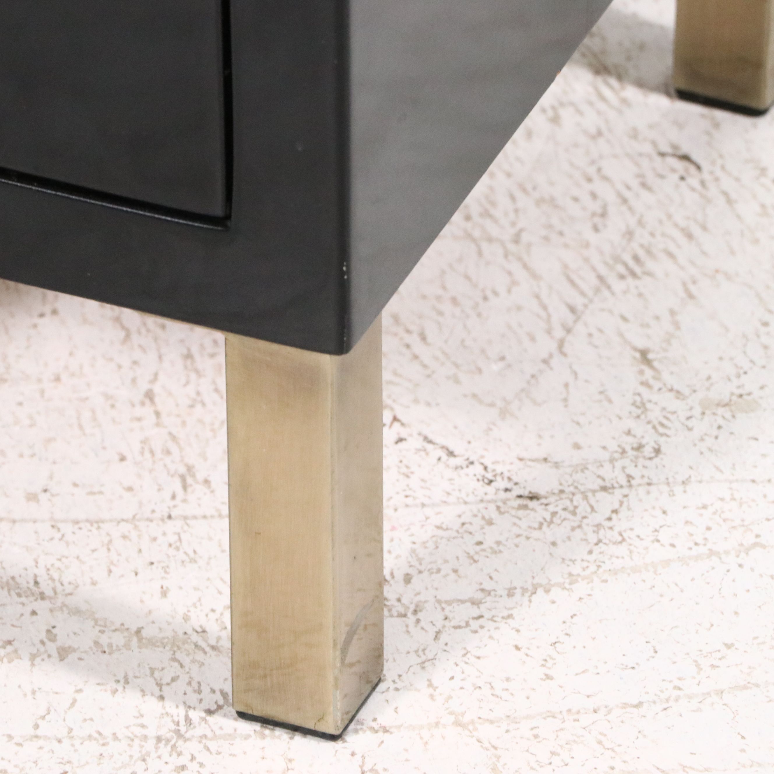 Modern Chinese Style Lacquered Wood Cabinet with Brass Accents