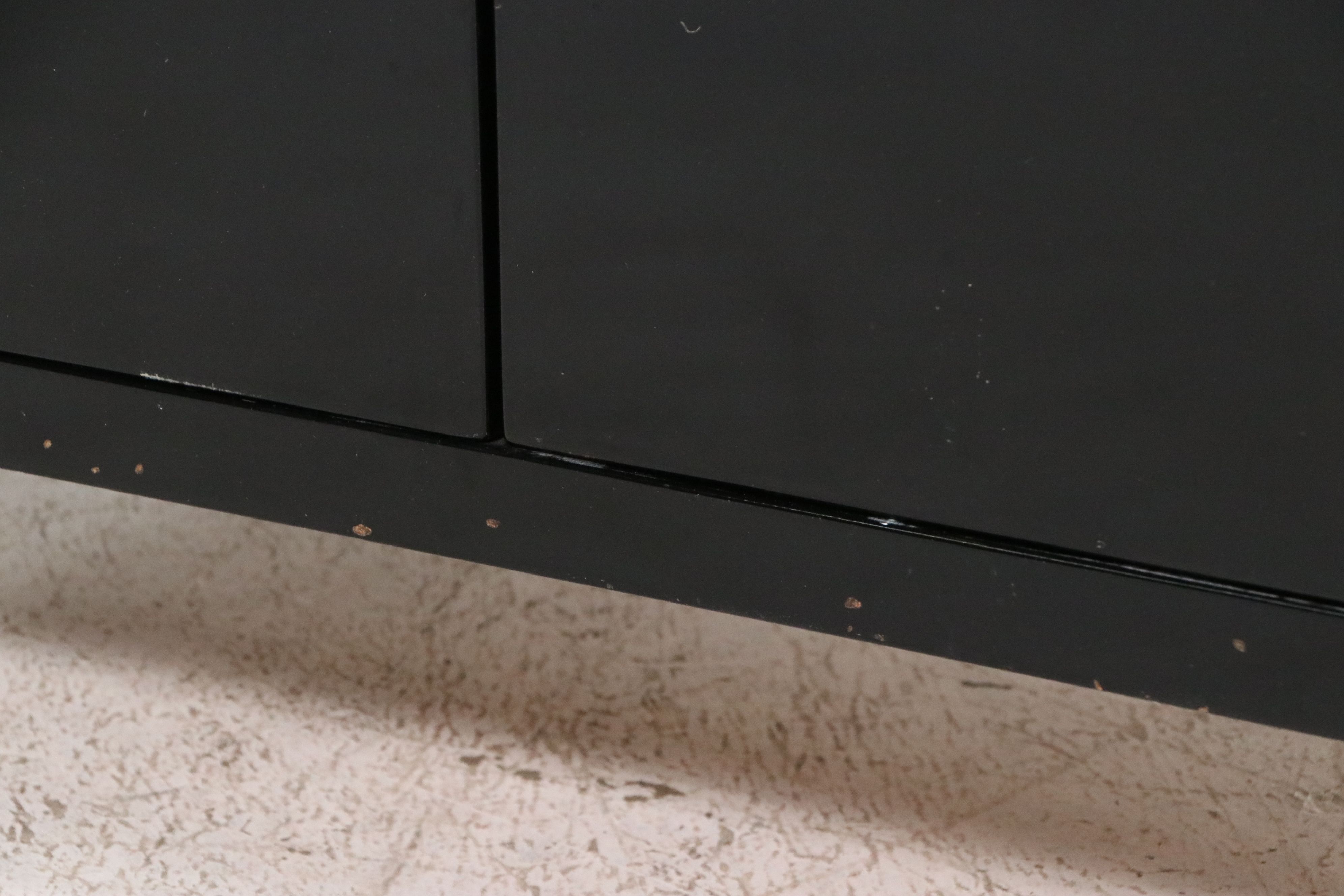 Modern Chinese Style Lacquered Wood Cabinet with Brass Accents