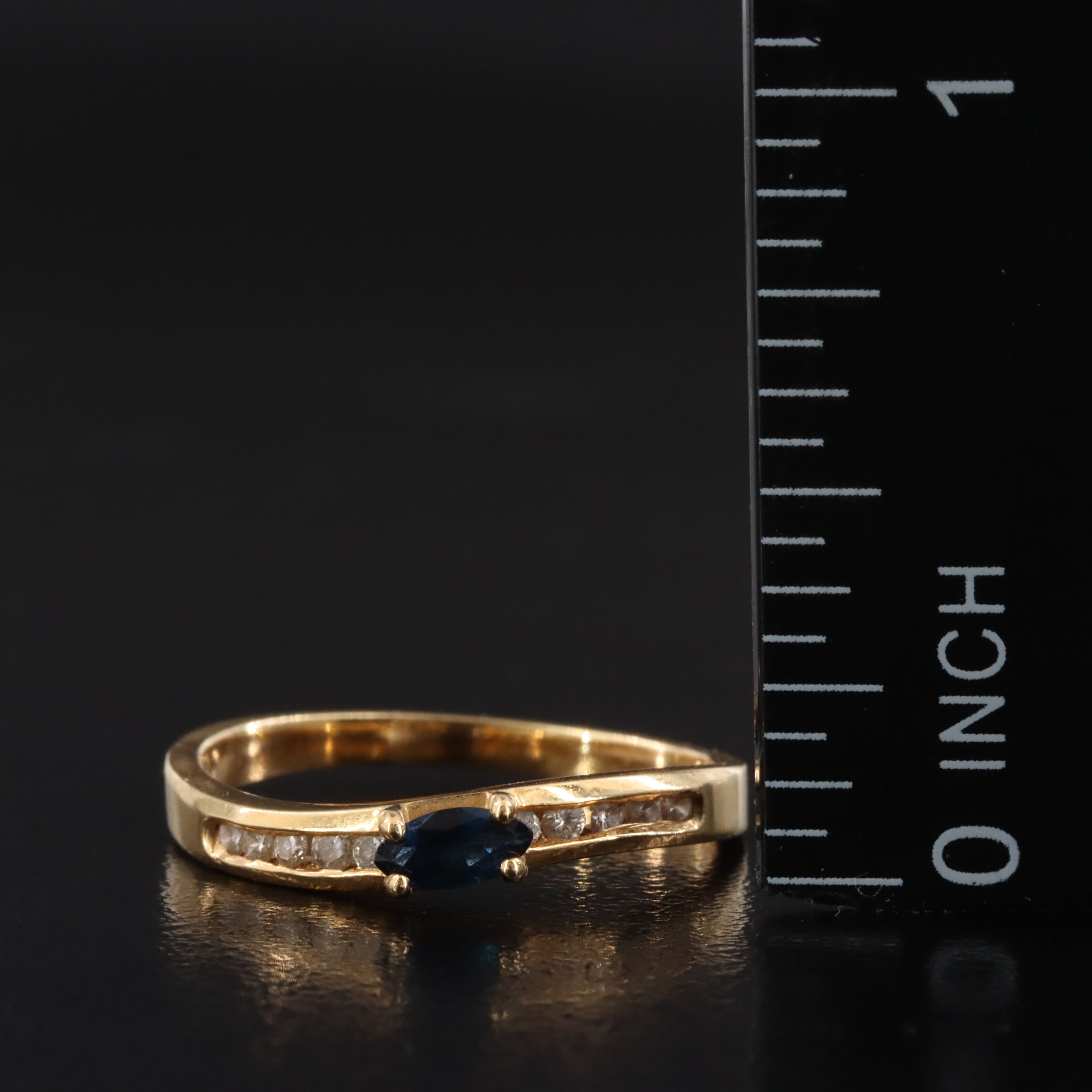 18K Sapphire and Diamond Wave Ring