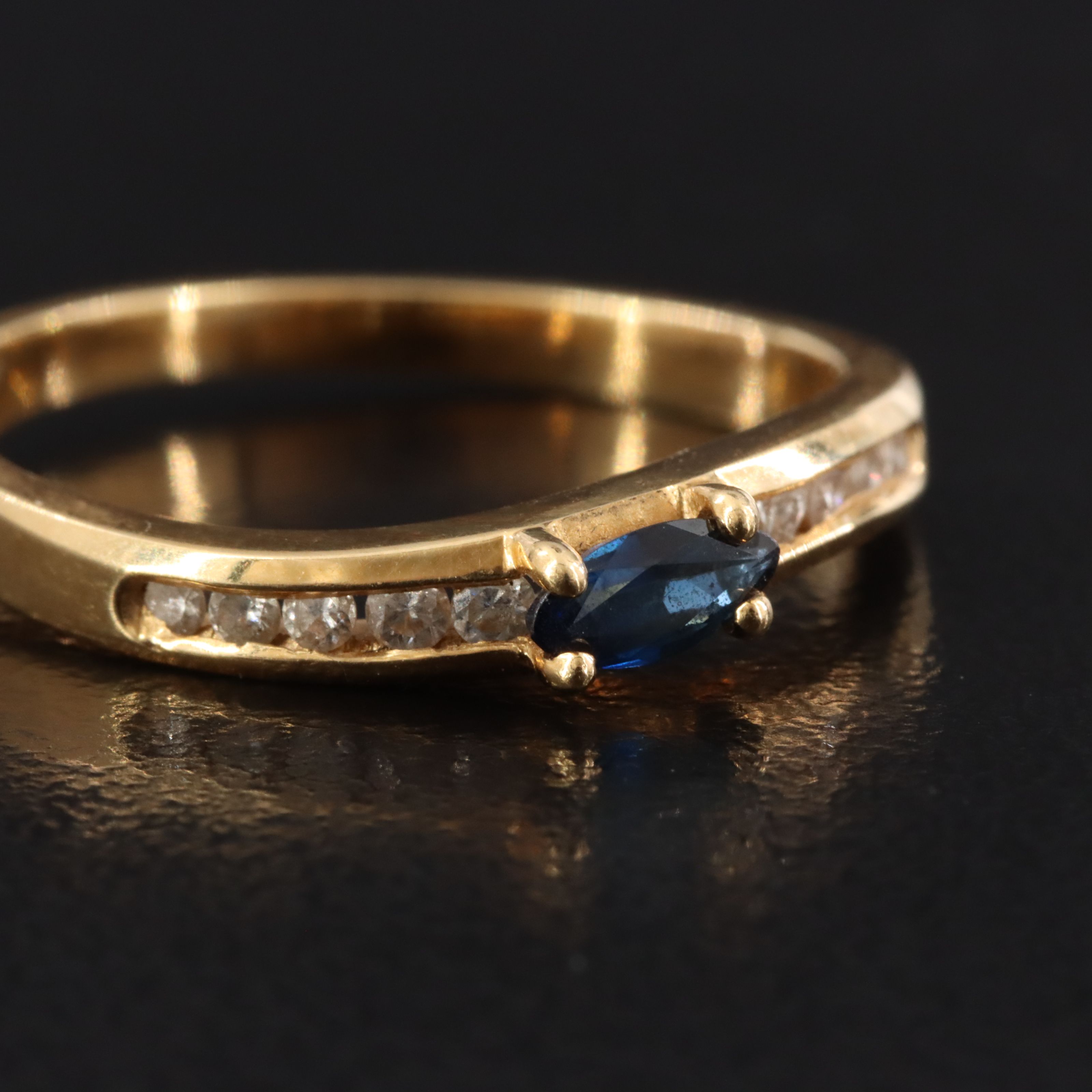 18K Sapphire and Diamond Wave Ring