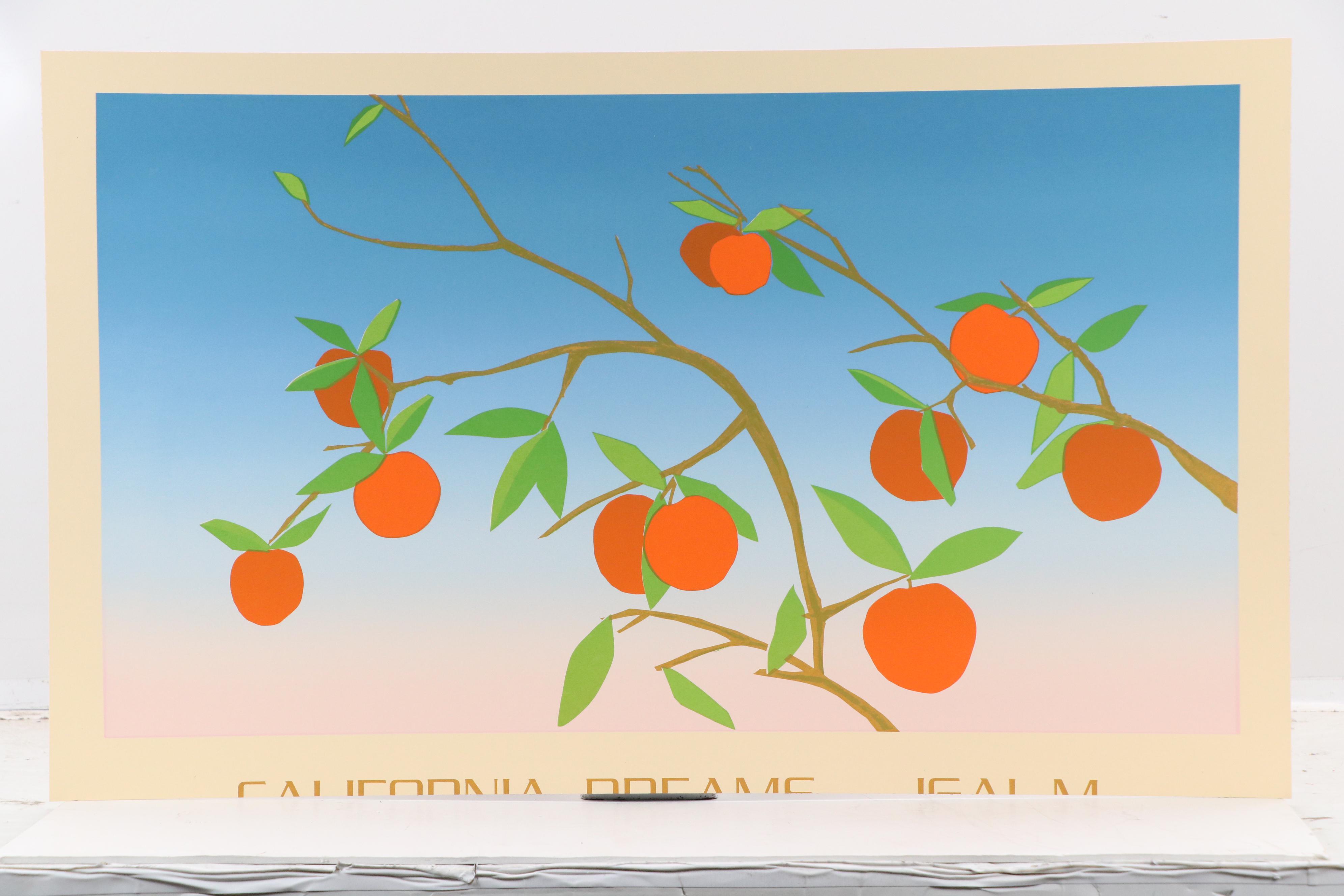 Modern Serigraph of Peaches on the Branch, Mid to Late 20th Century