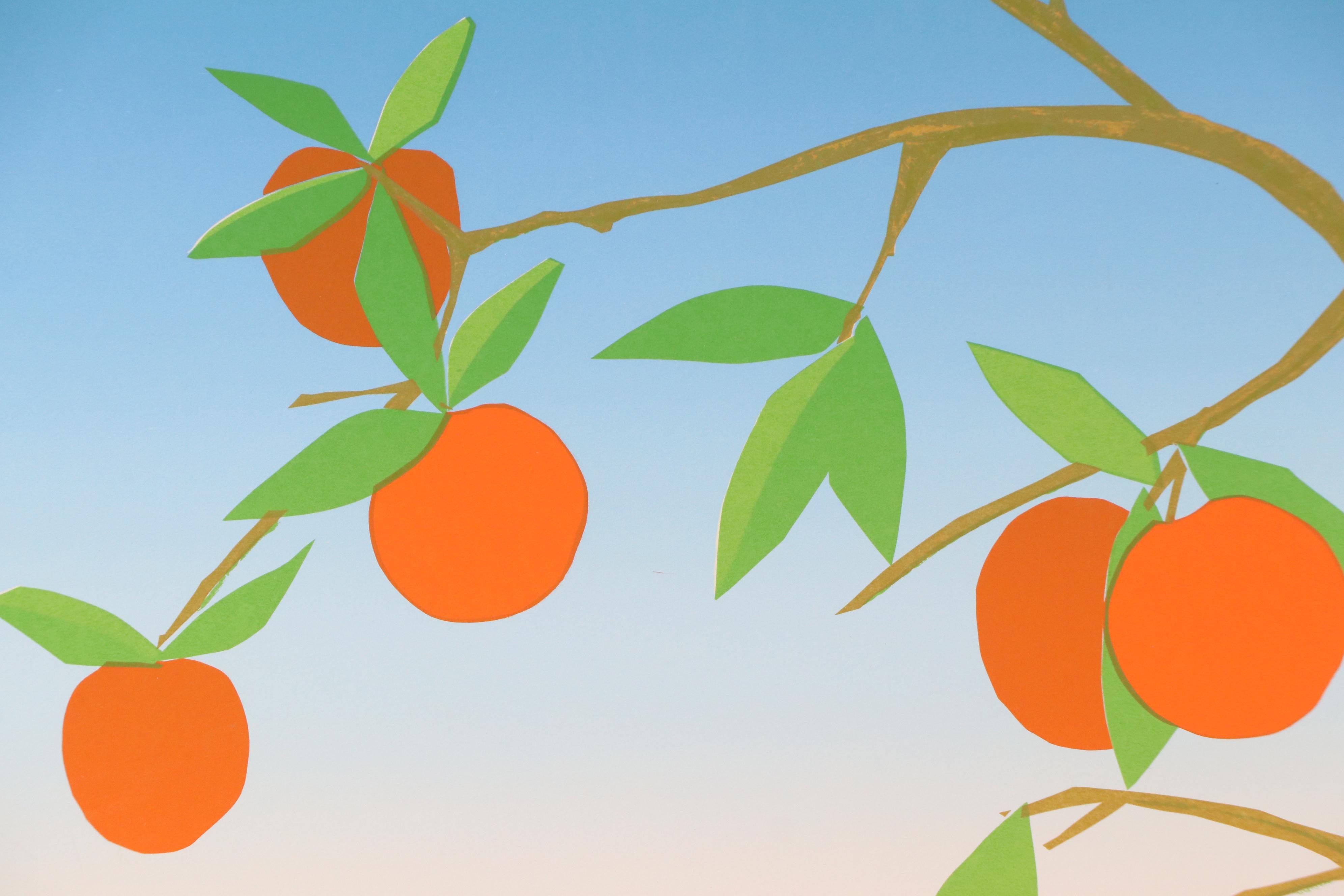 Modern Serigraph of Peaches on the Branch, Mid to Late 20th Century