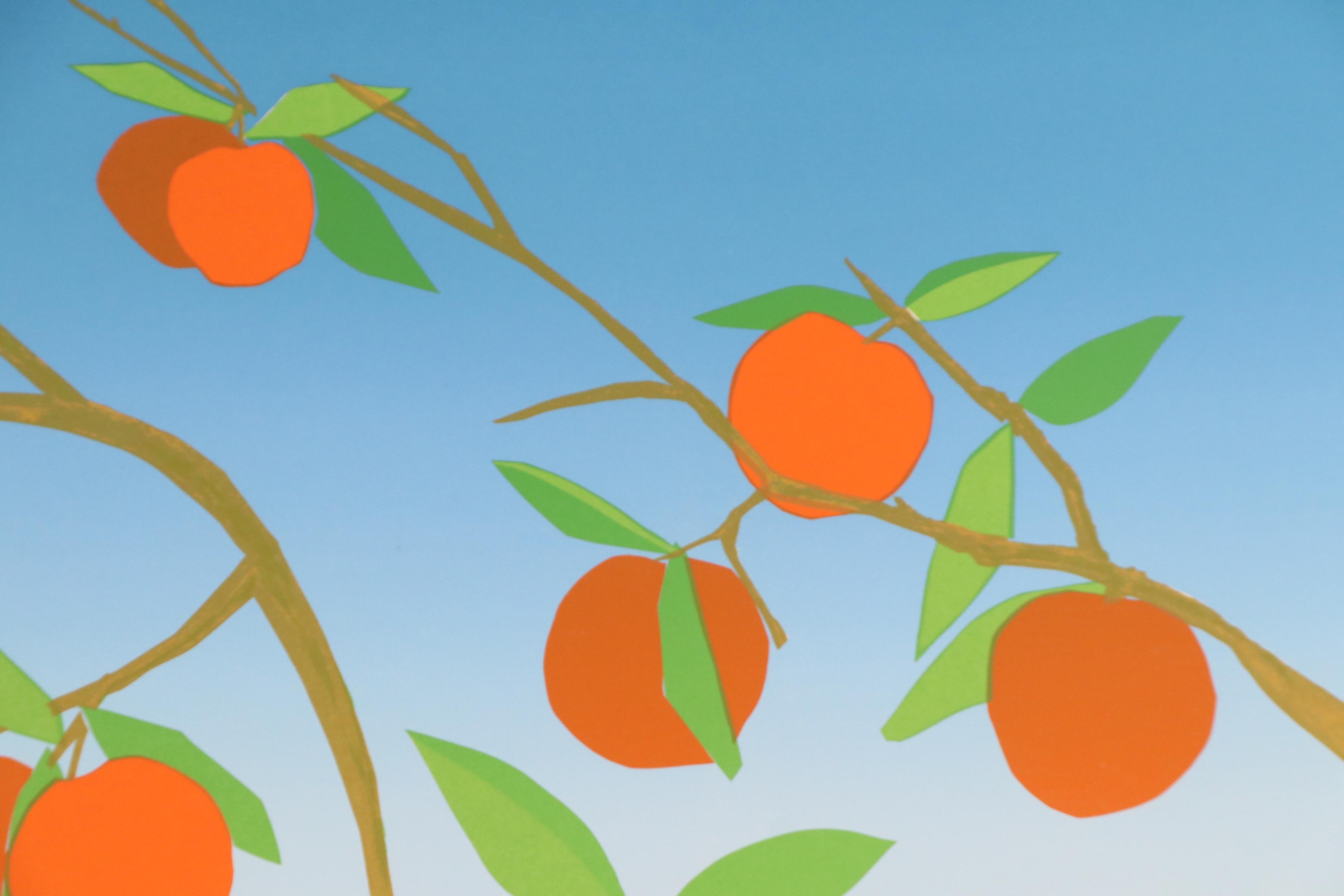 Modern Serigraph of Peaches on the Branch, Mid to Late 20th Century