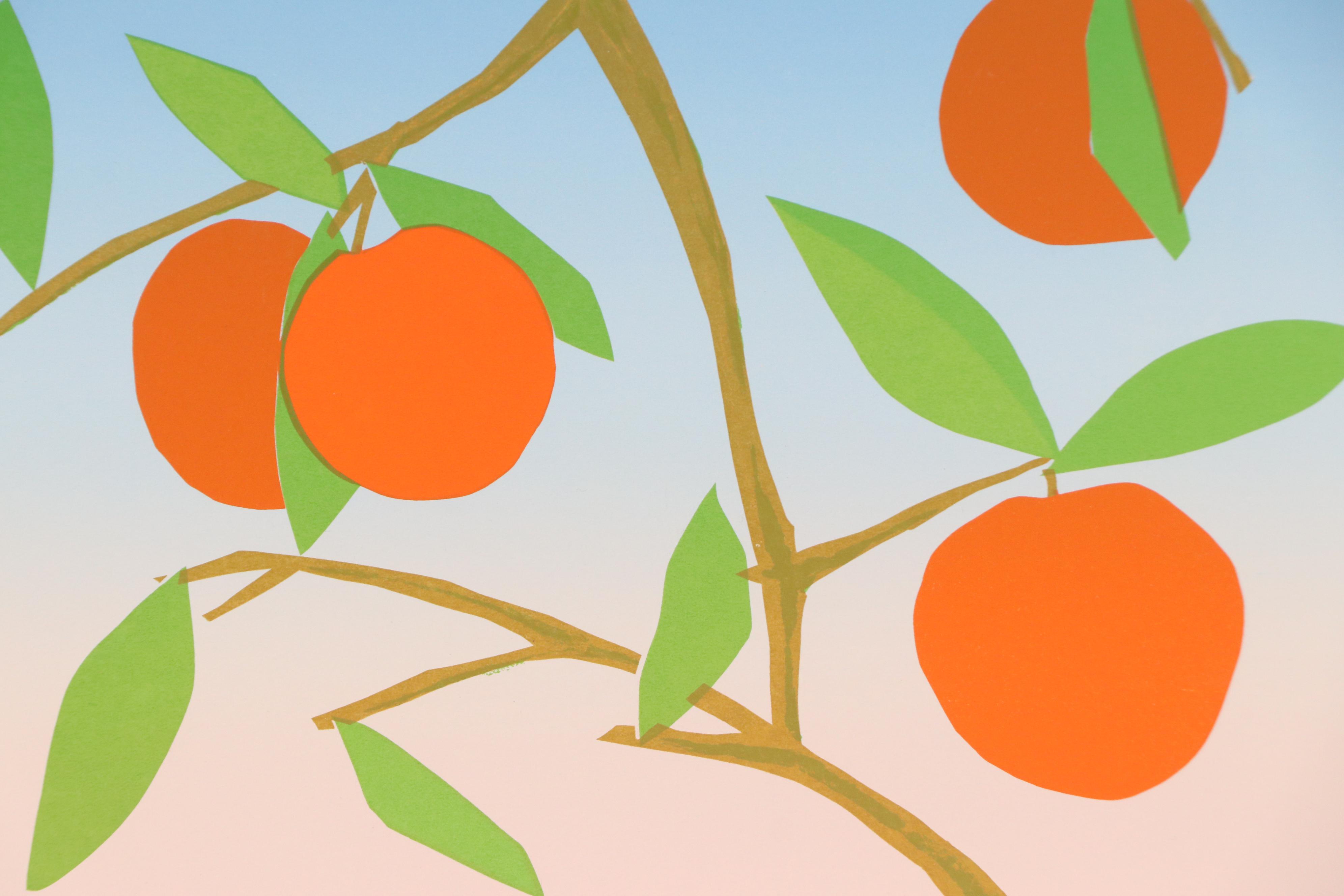 Modern Serigraph of Peaches on the Branch, Mid to Late 20th Century