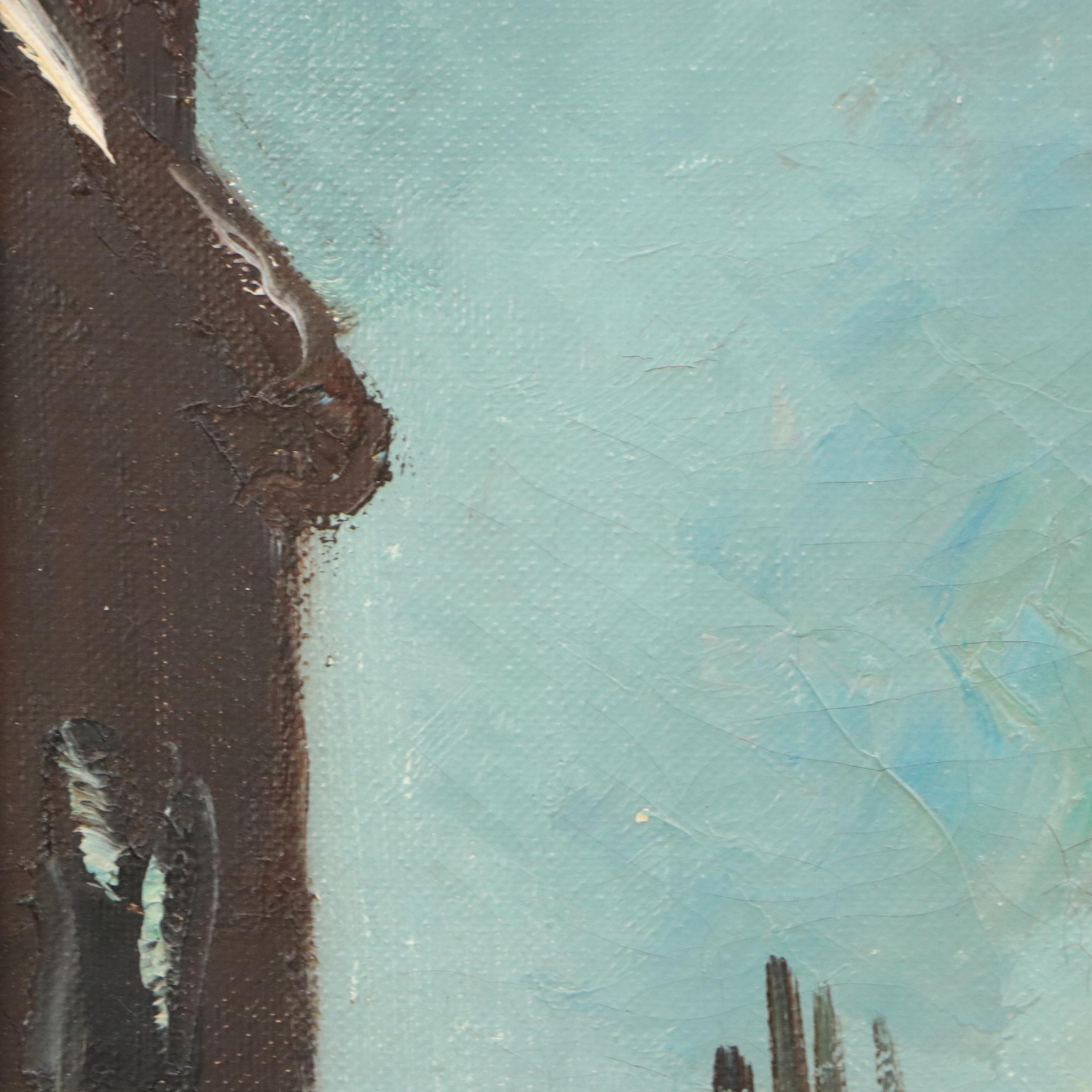 Jean Ives Pierre Oil Painting "Paris Street Scene," 20th Century