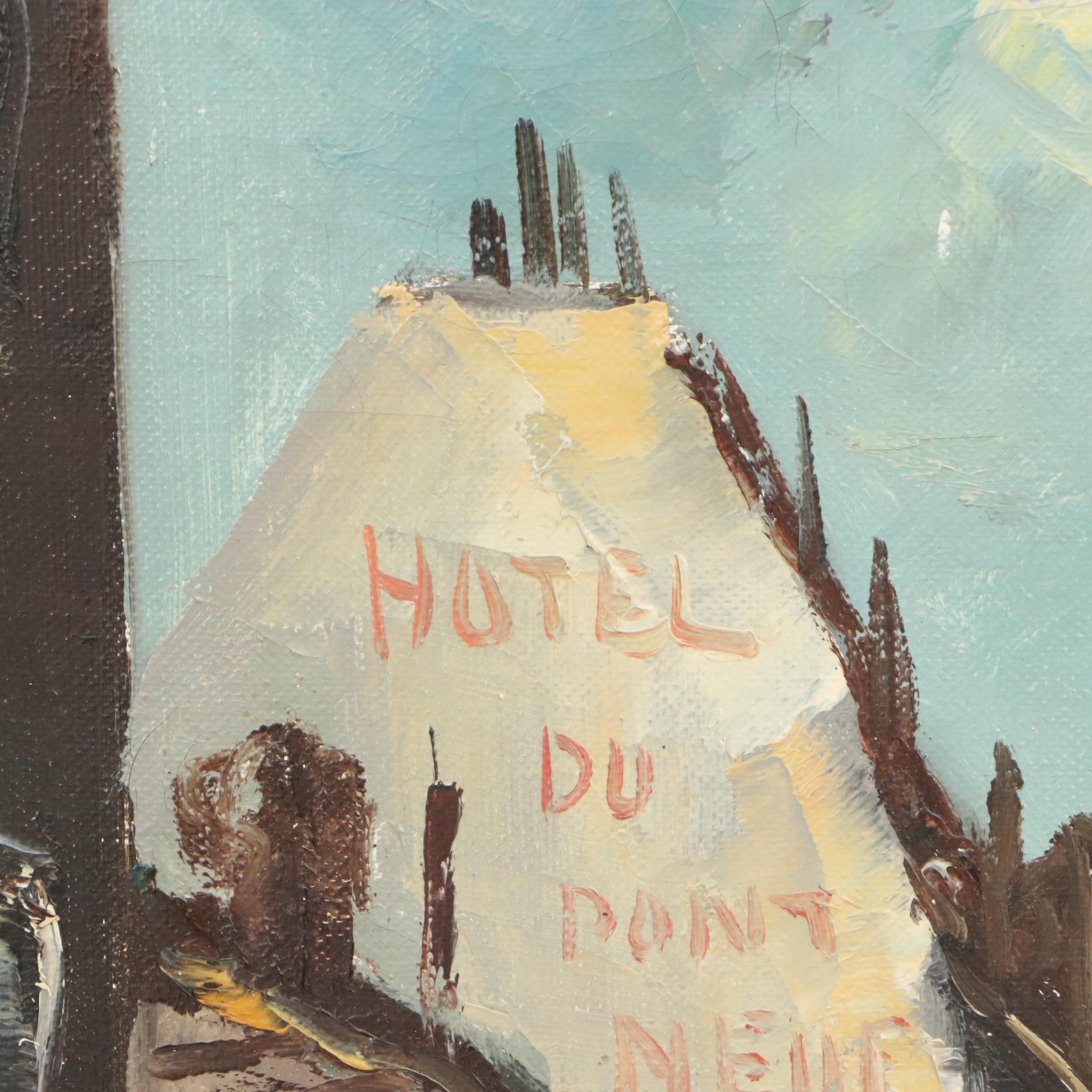 Jean Ives Pierre Oil Painting "Paris Street Scene," 20th Century