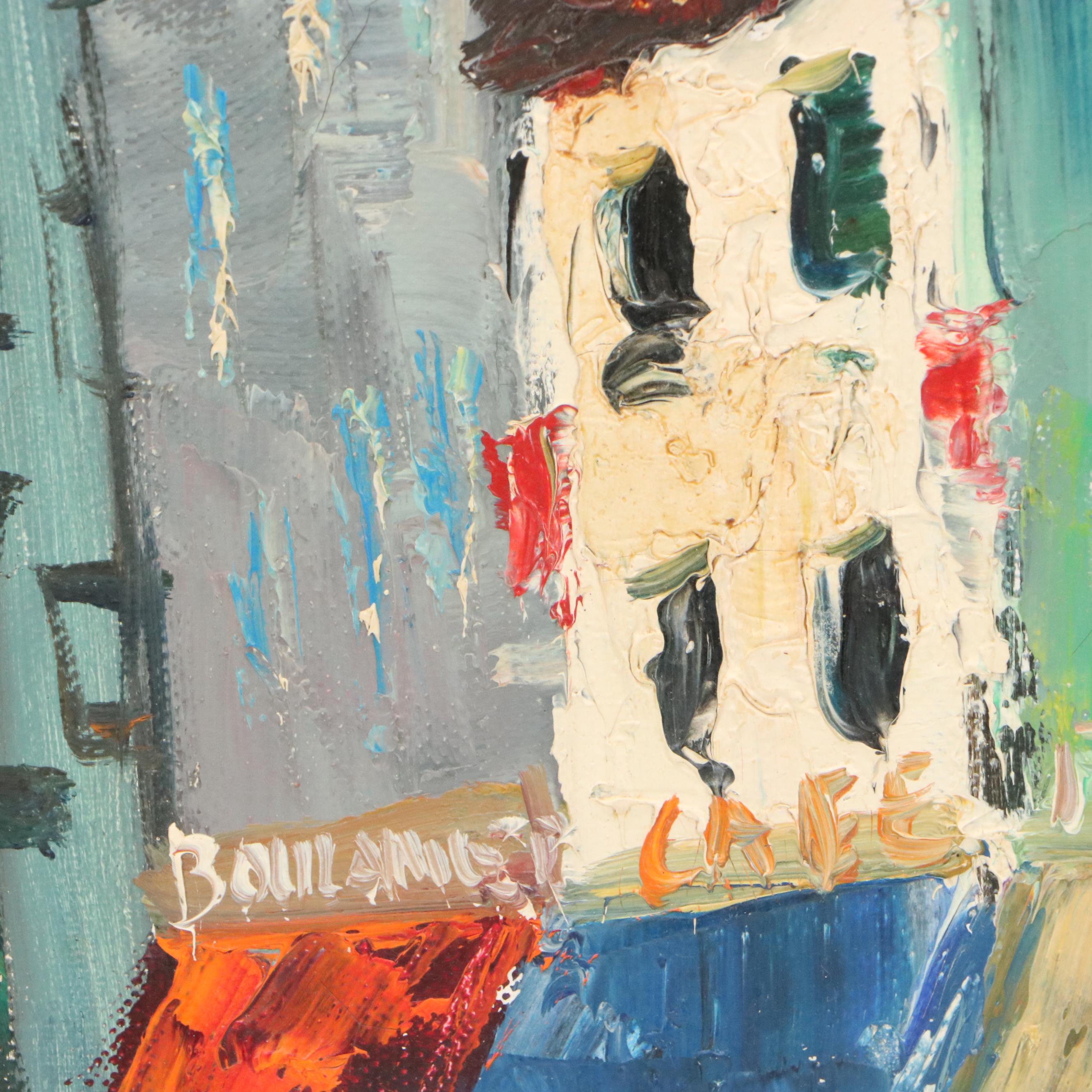 Jean Ives Pierre Oil Painting "Paris Street Scene," 20th Century