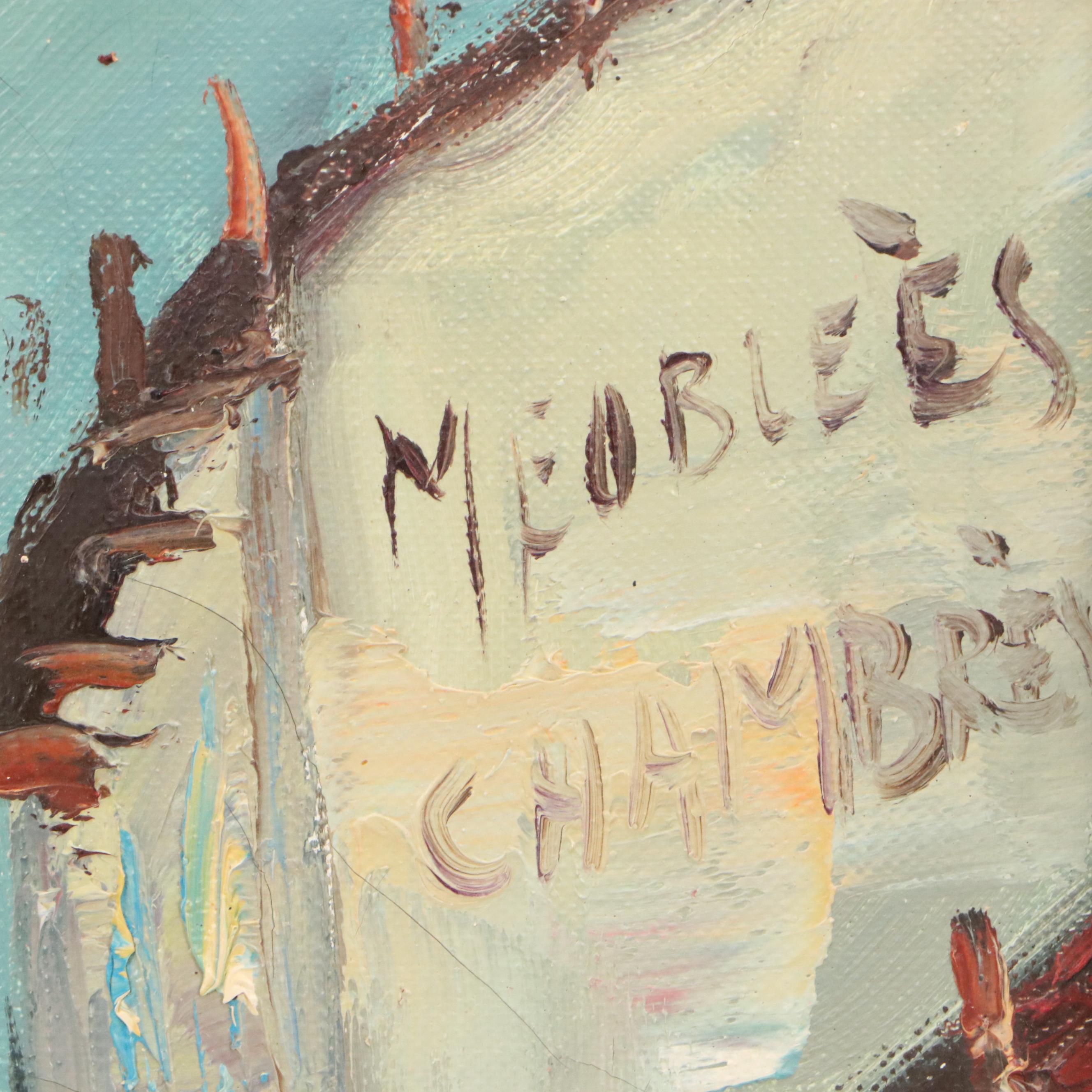 Jean Ives Pierre Oil Painting "Paris Street Scene," 20th Century