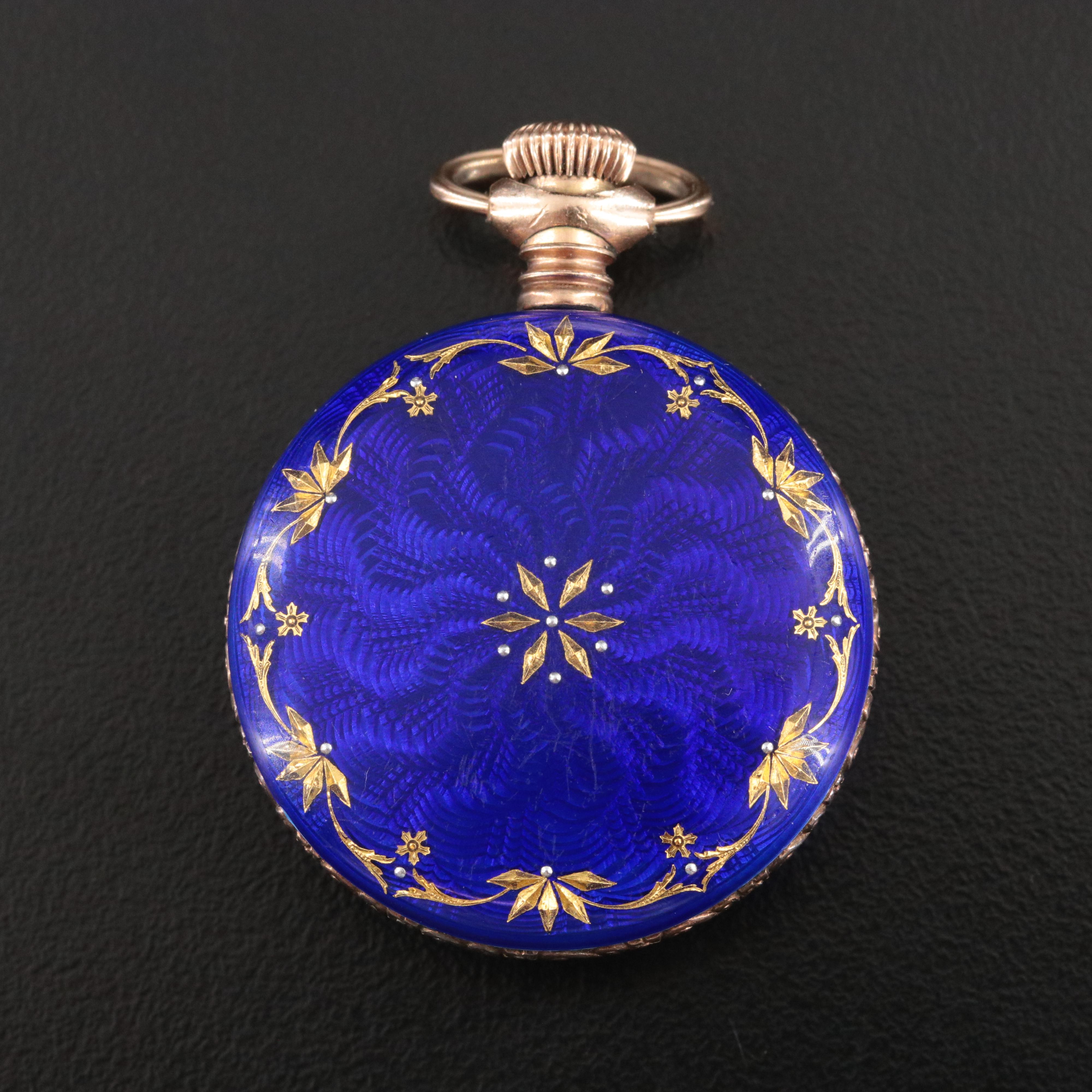 New England Watch Co. Cavour Sterling Silver and Enamel Pocket Watch