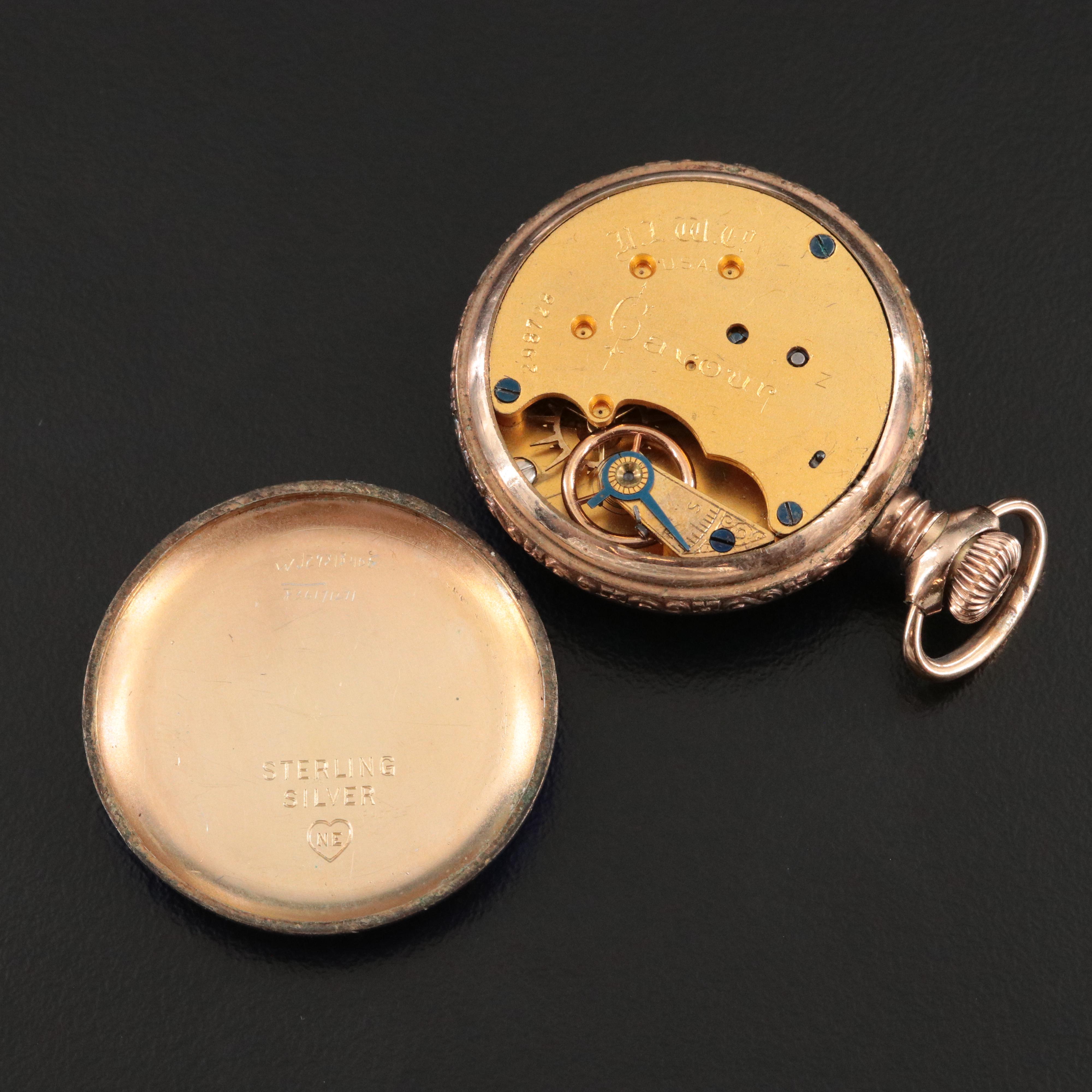 New England Watch Co. Cavour Sterling Silver and Enamel Pocket Watch