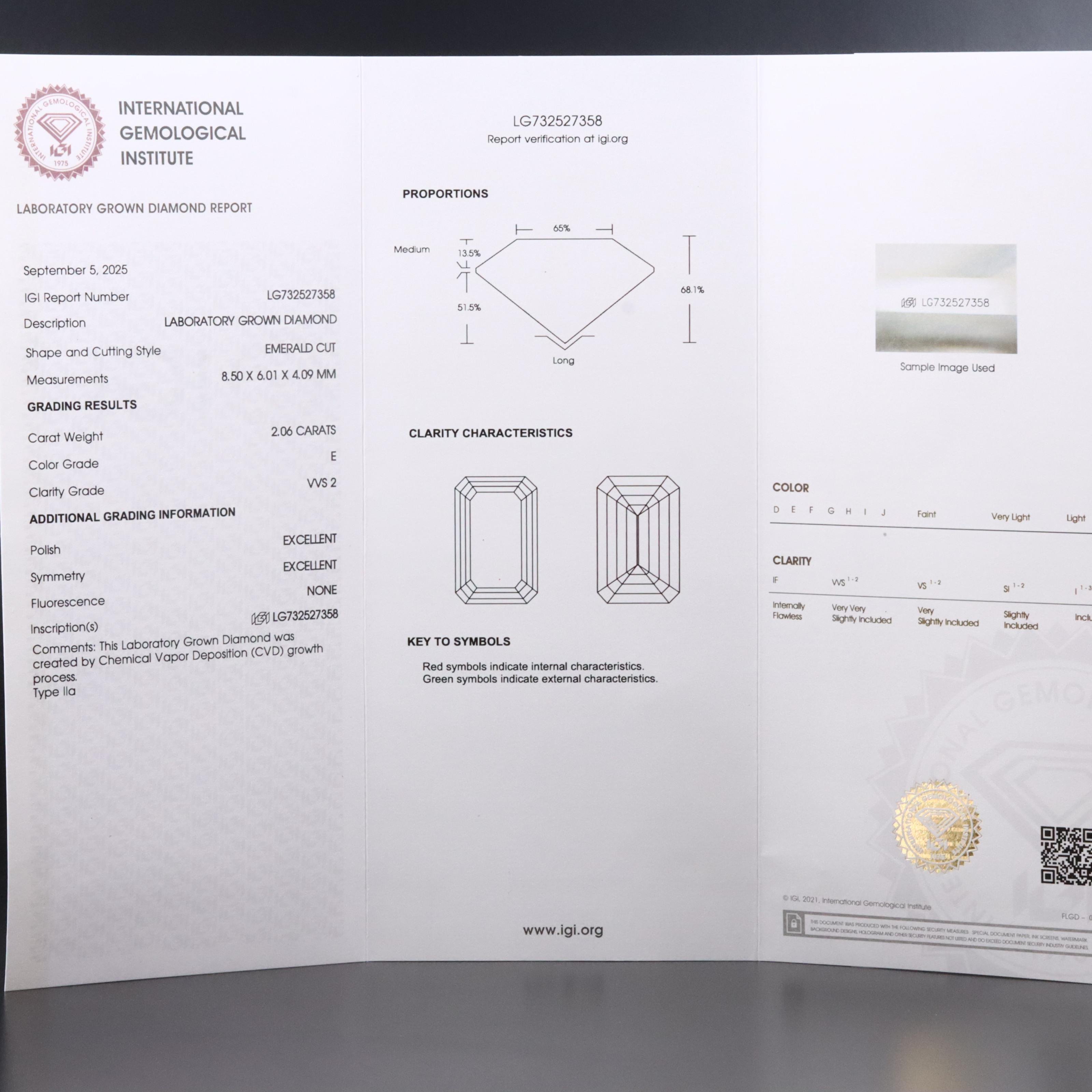 18K 2.24 CT Lab Grown Diamond Solitaire Ring with IGI Report