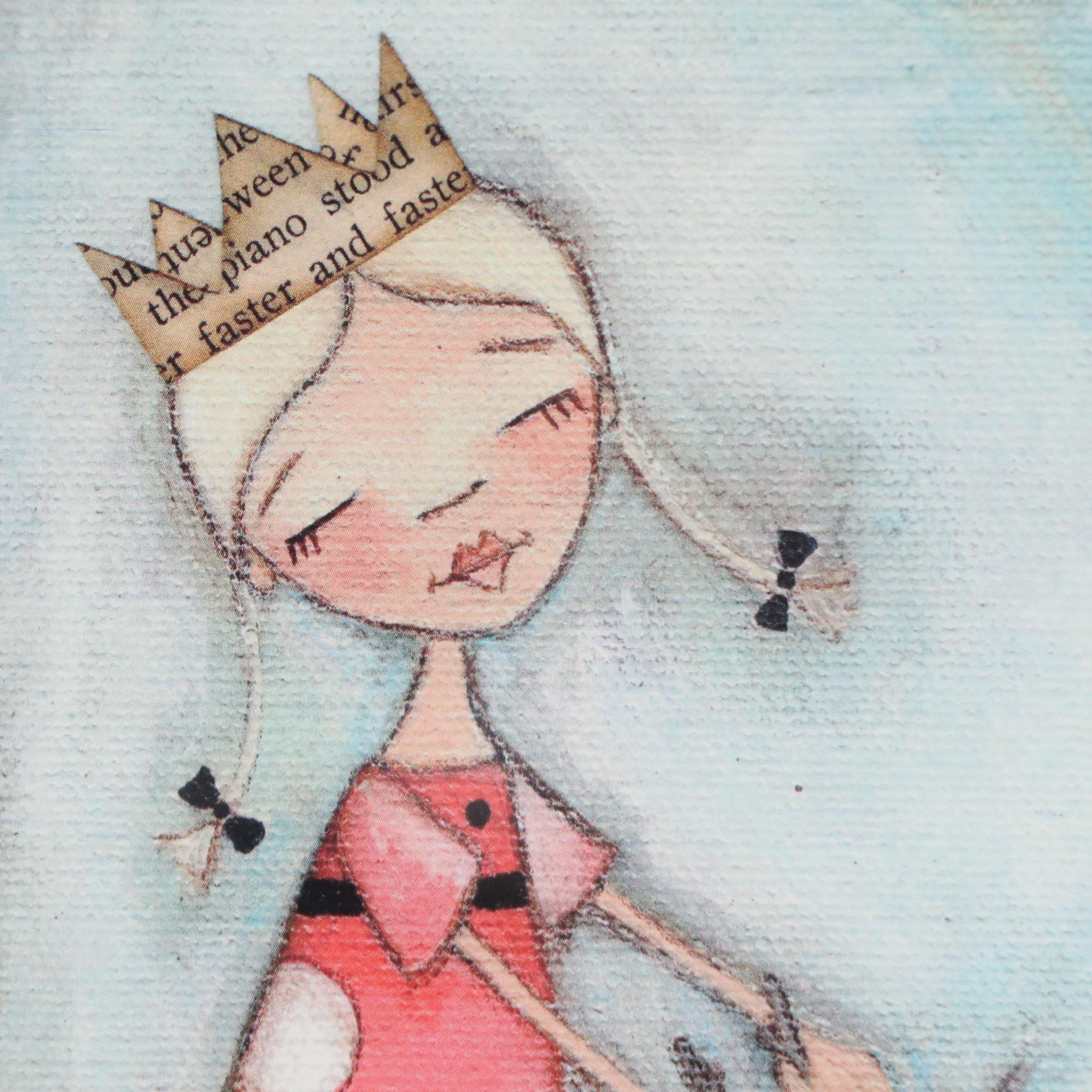 Offset Lithograph of Stylized Illustration "She Believed in Spontaneous Dancing"