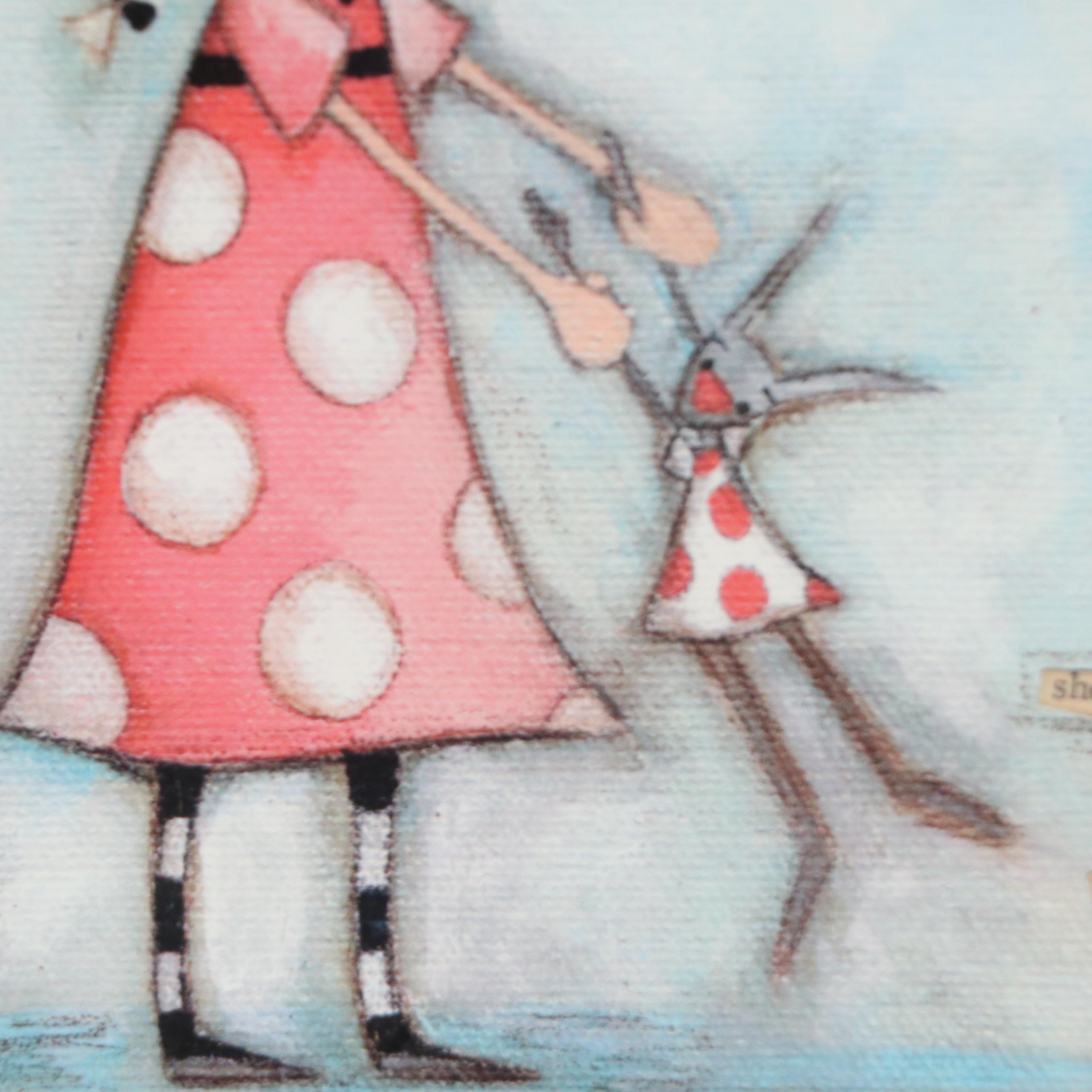 Offset Lithograph of Stylized Illustration "She Believed in Spontaneous Dancing"