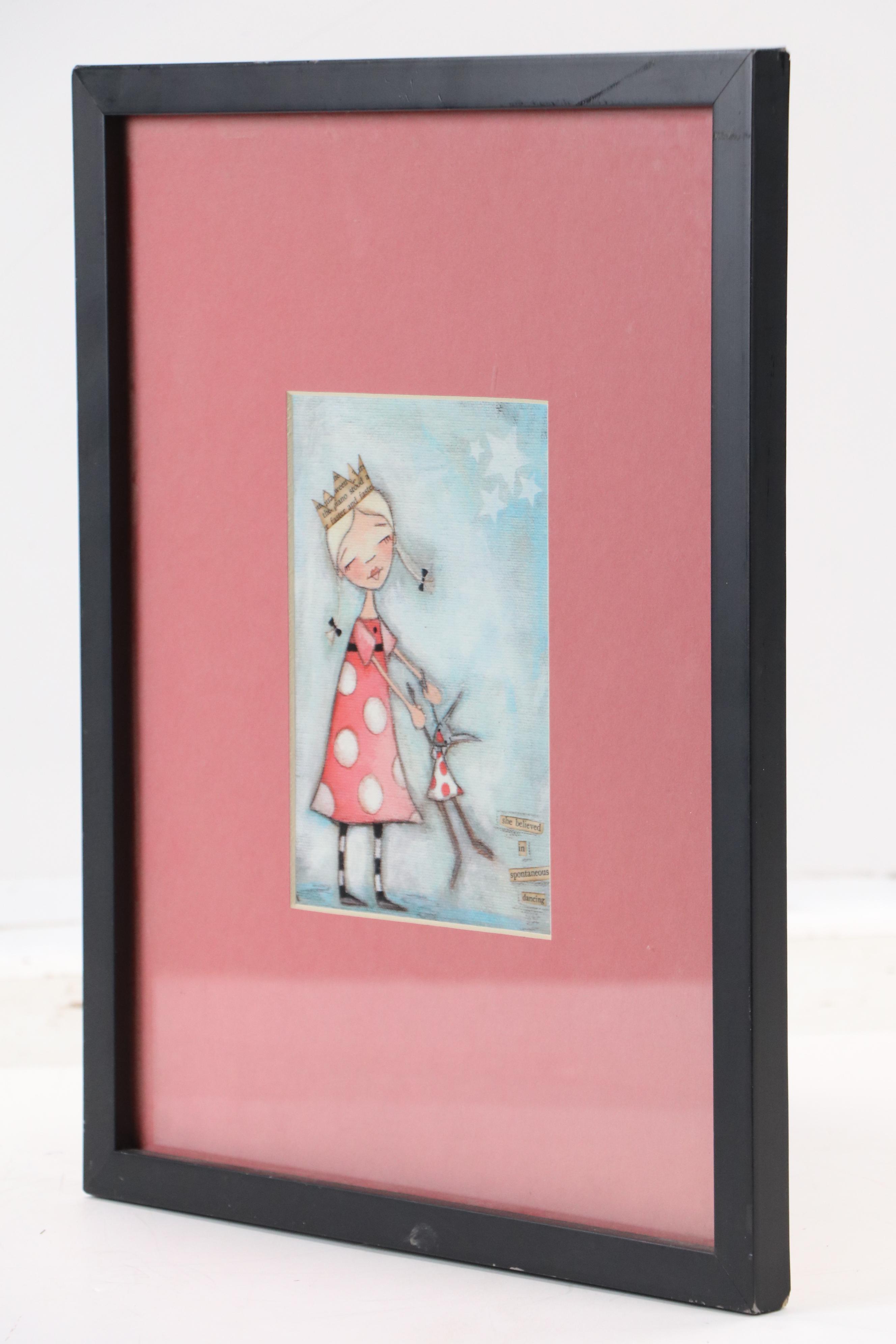 Offset Lithograph of Stylized Illustration "She Believed in Spontaneous Dancing"