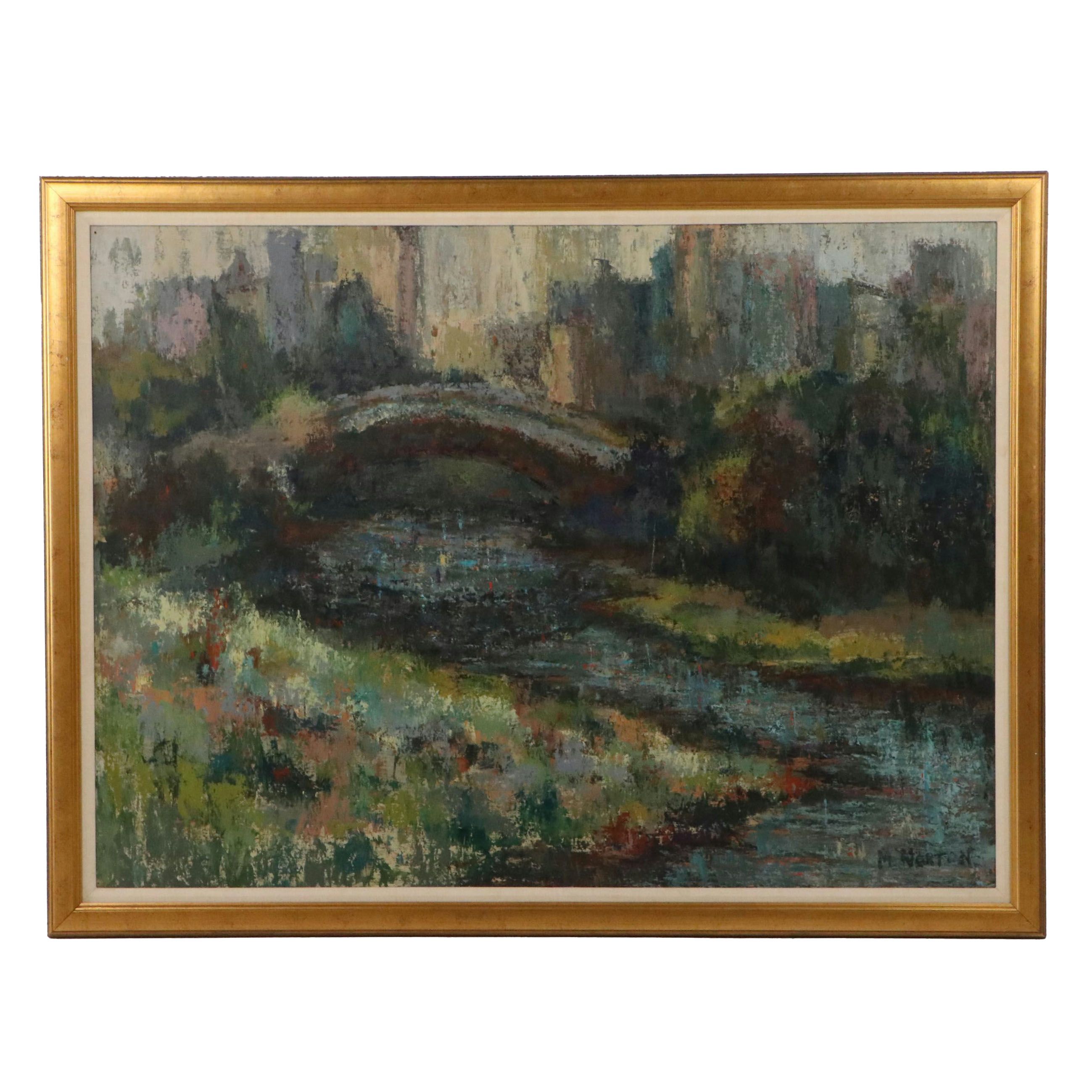 M. Norton Impressionistic Landscape Oil Painting, Late 20th Century