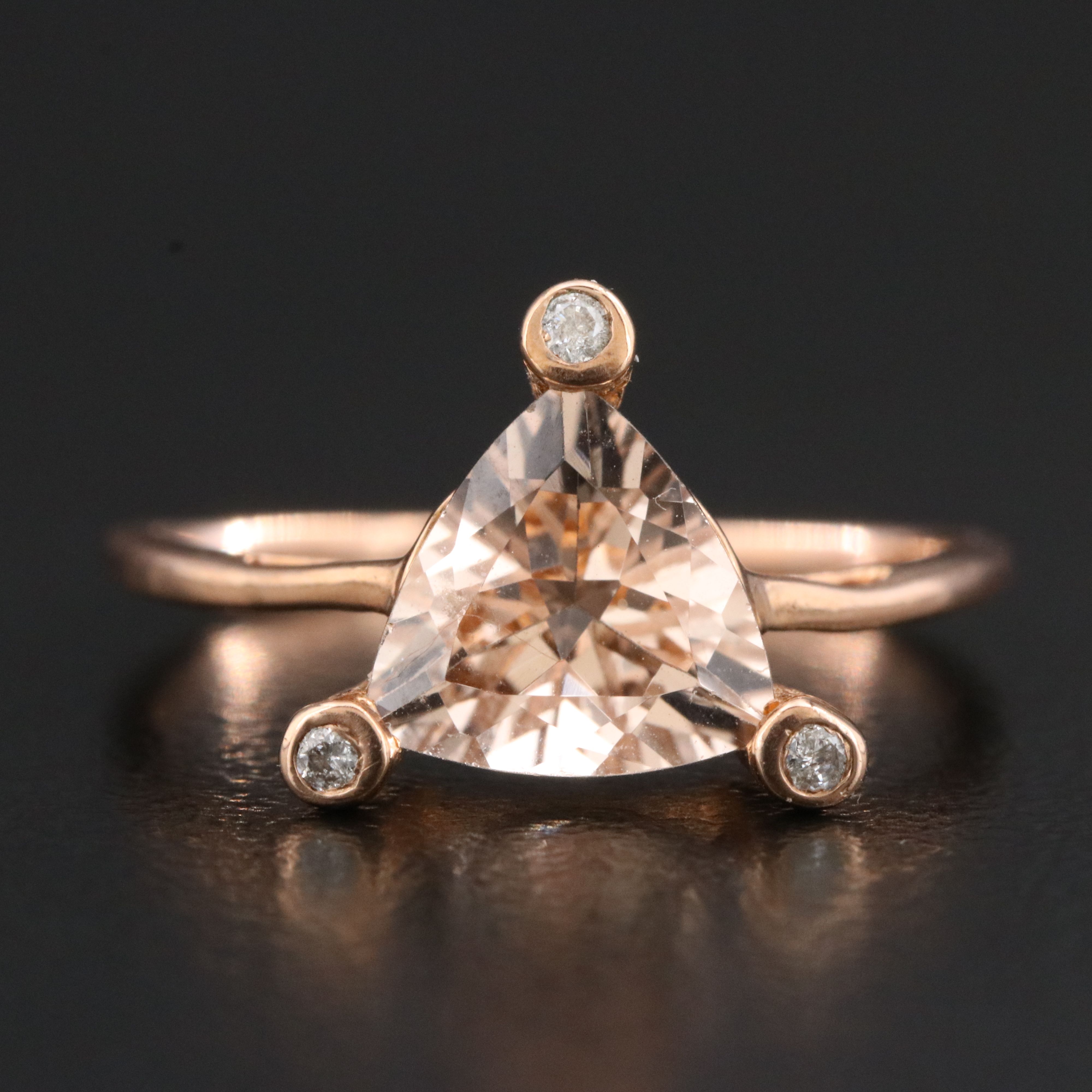9K Rose Gold Morganite and Diamond Ring