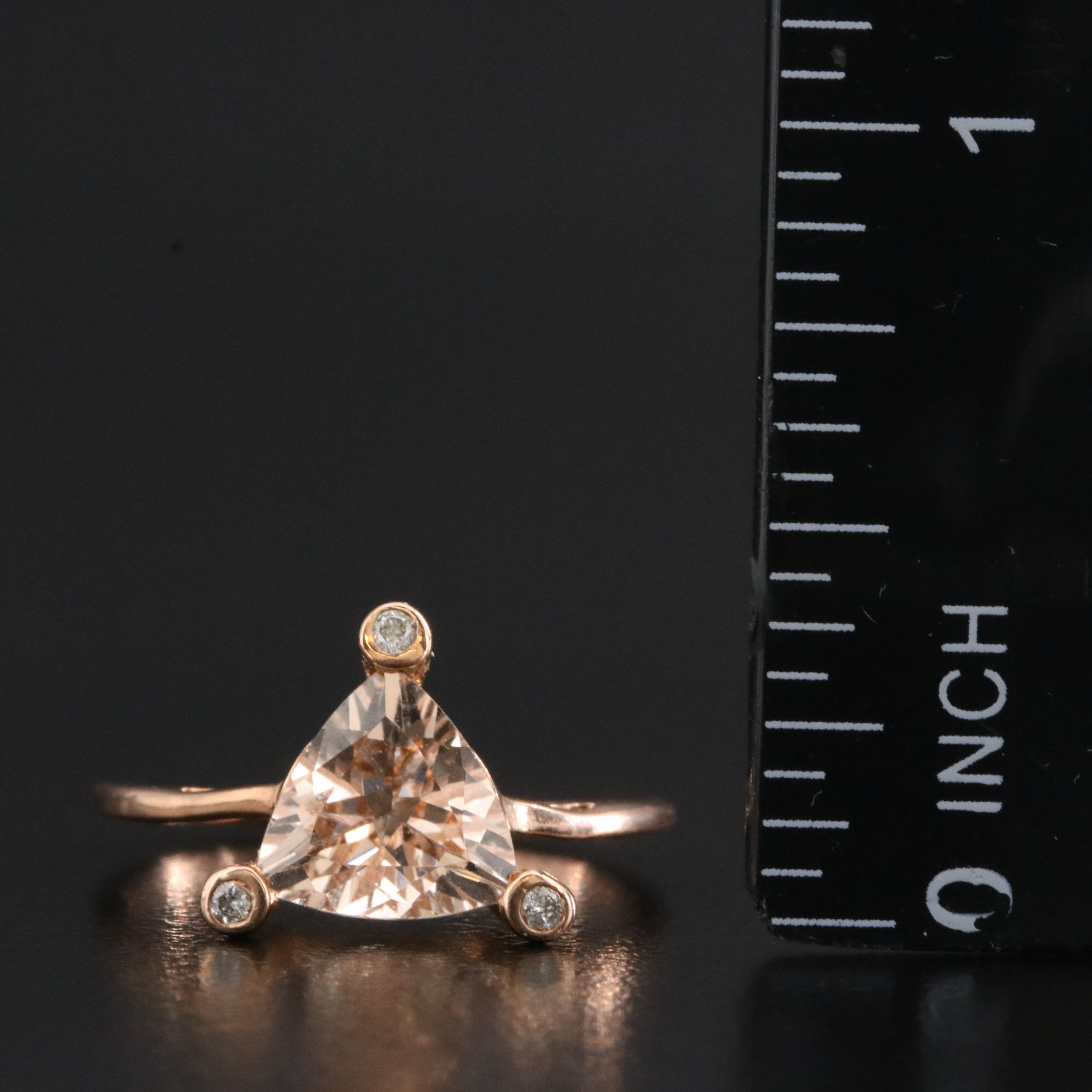 9K Rose Gold Morganite and Diamond Ring