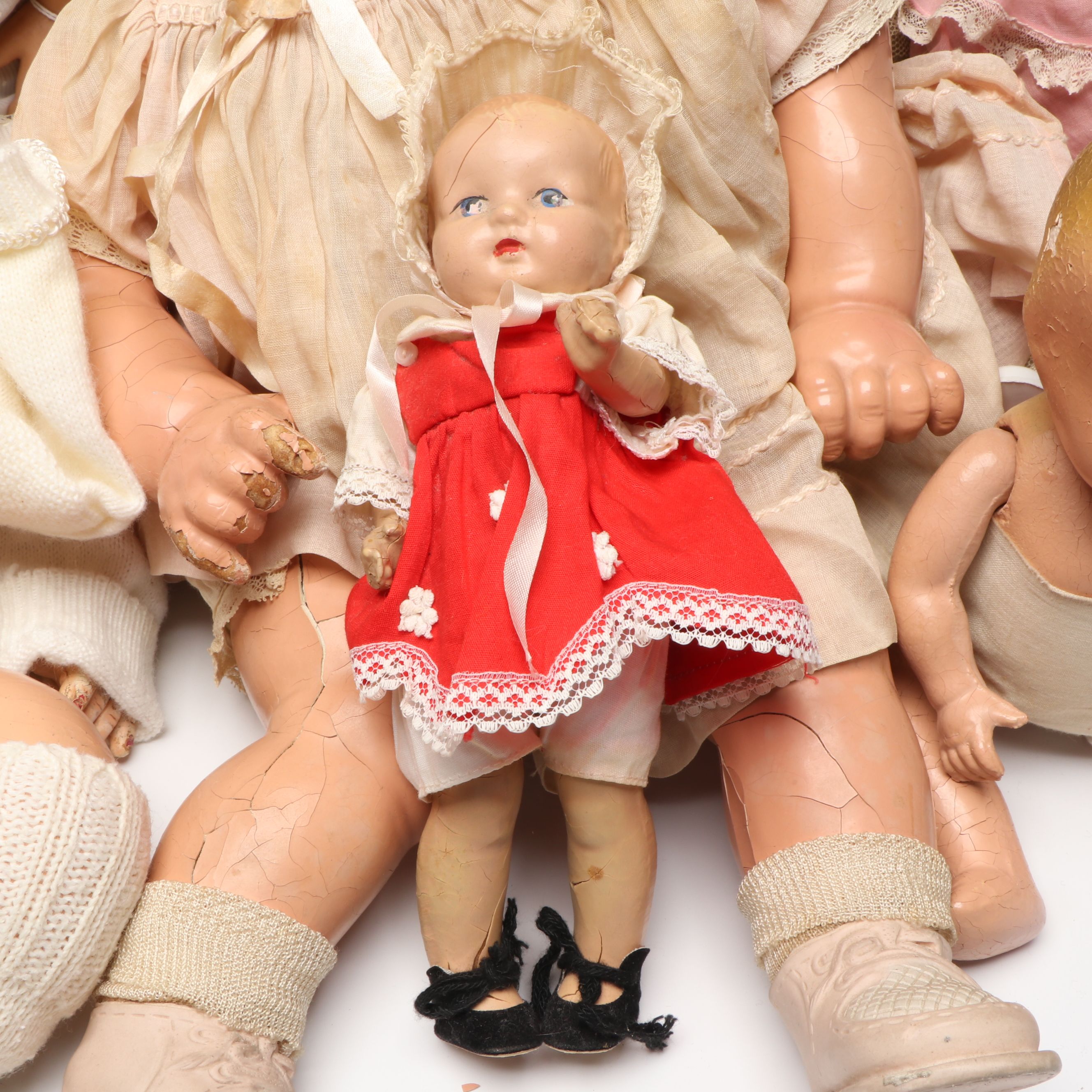 Pedigree Baby Doll with Composition and Other Vintage Dolls