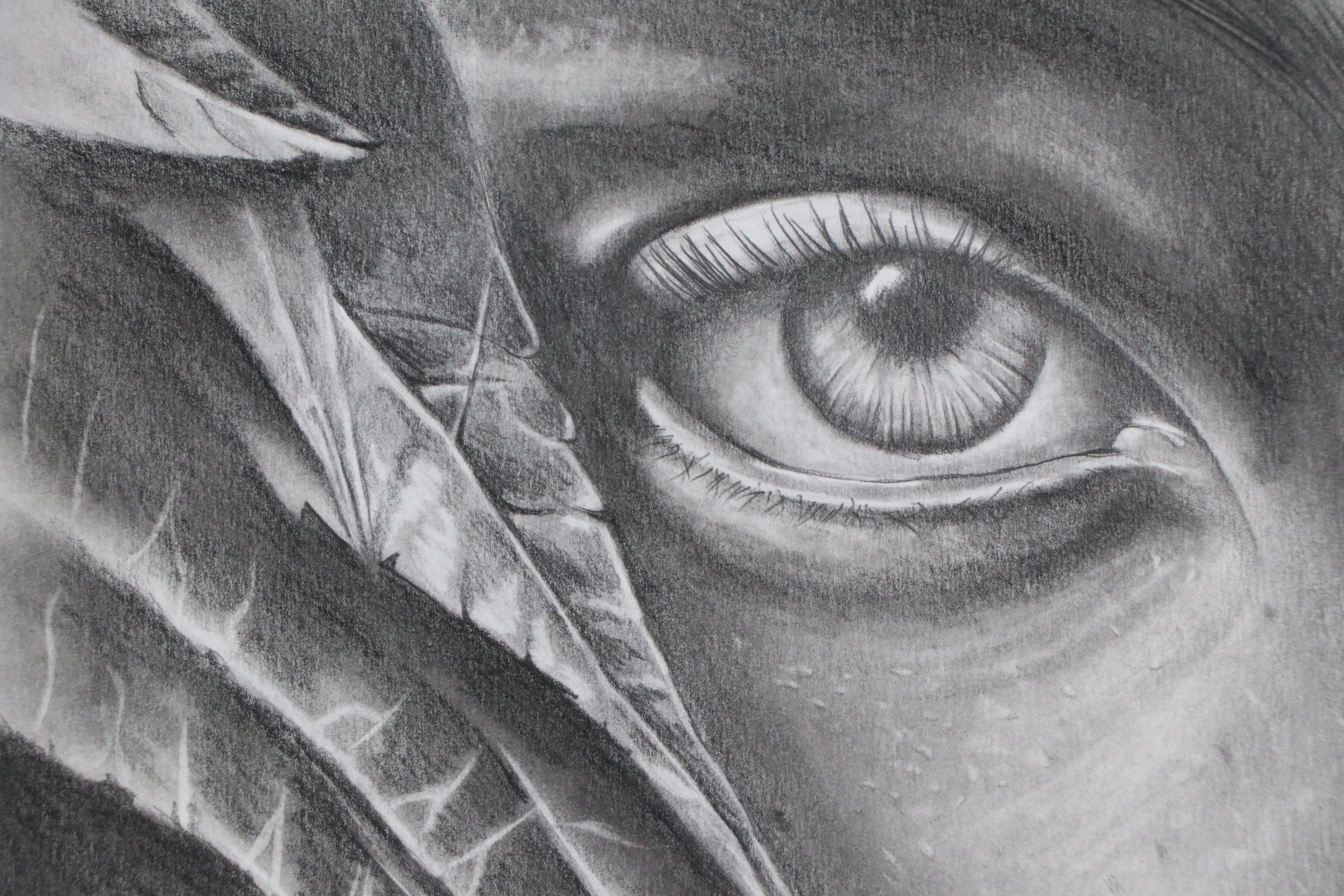 Realistic Close-Up Drawing of Woman's Face, 21st Century