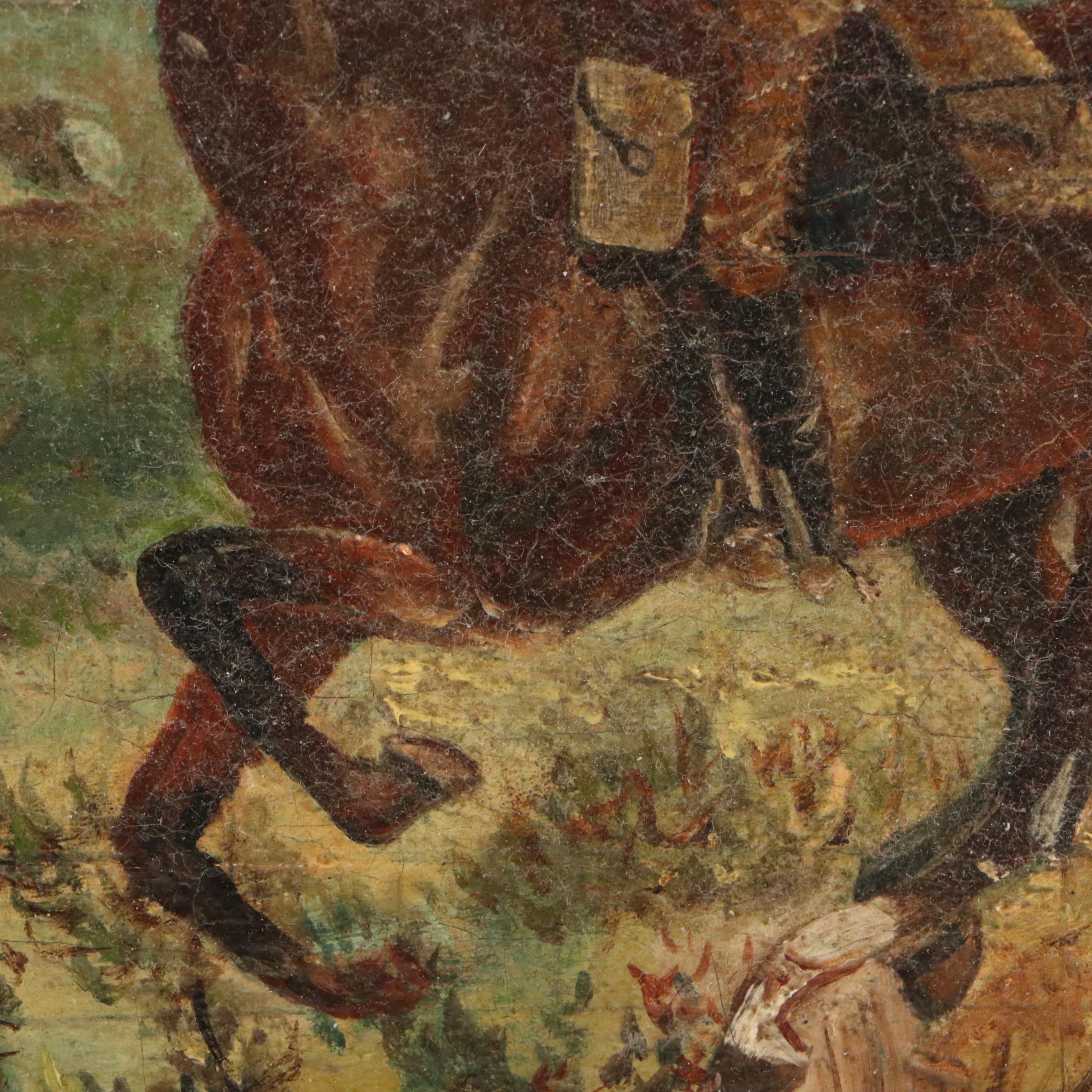 Western Oil Painting of Pony Express Rider After Henry Cross, Early 20th Century