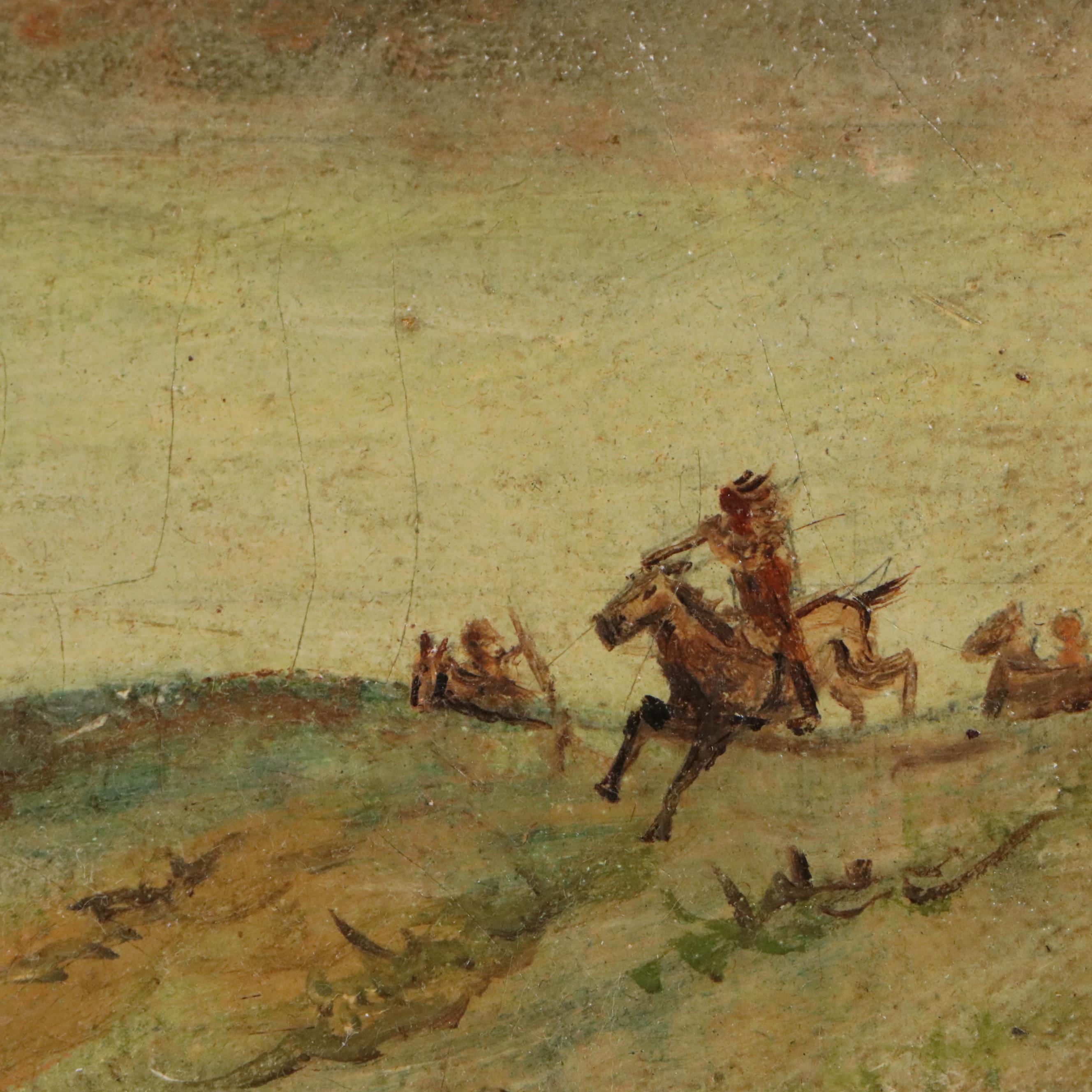Western Oil Painting of Pony Express Rider After Henry Cross, Early 20th Century