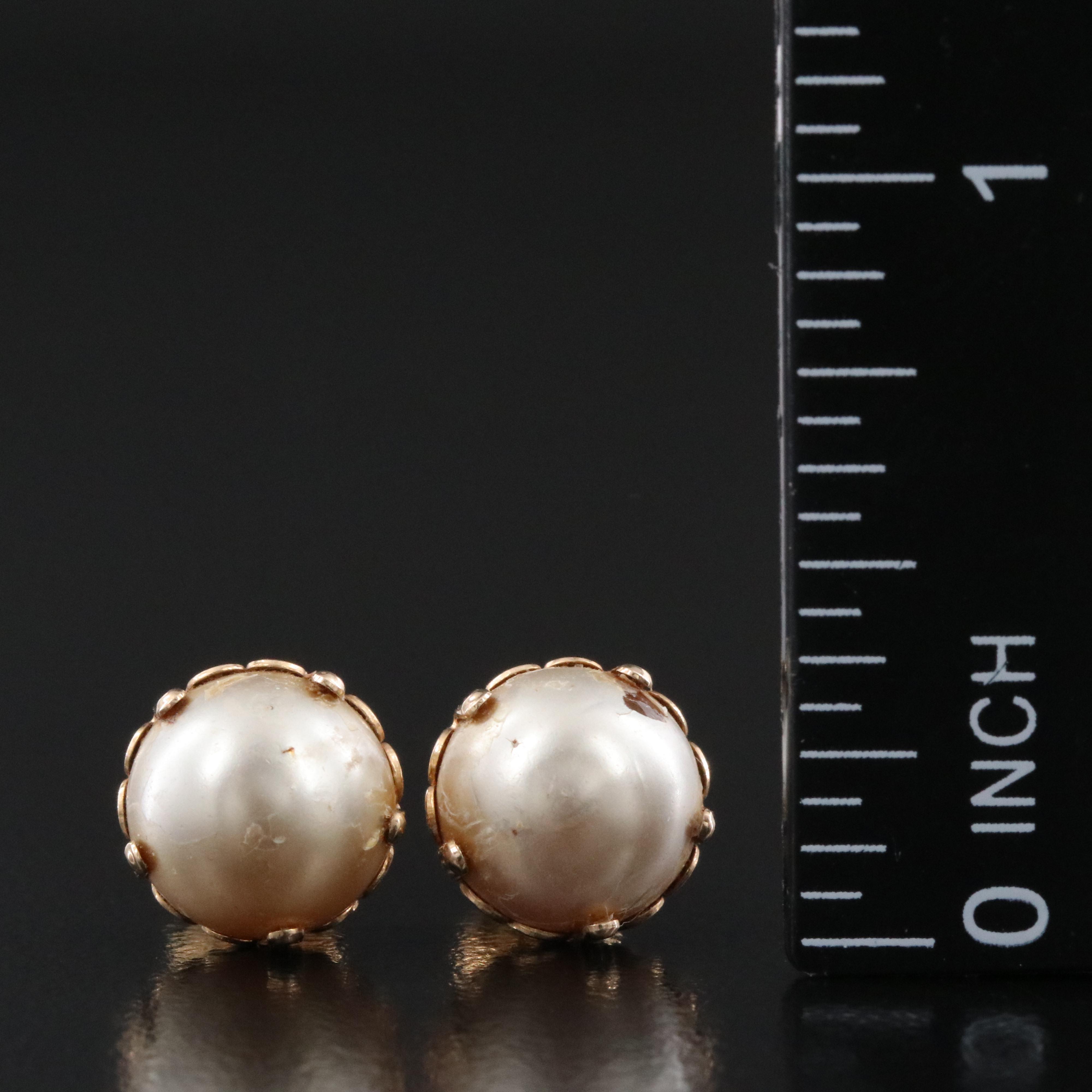 10K Imitation Pearl Stud Earrings