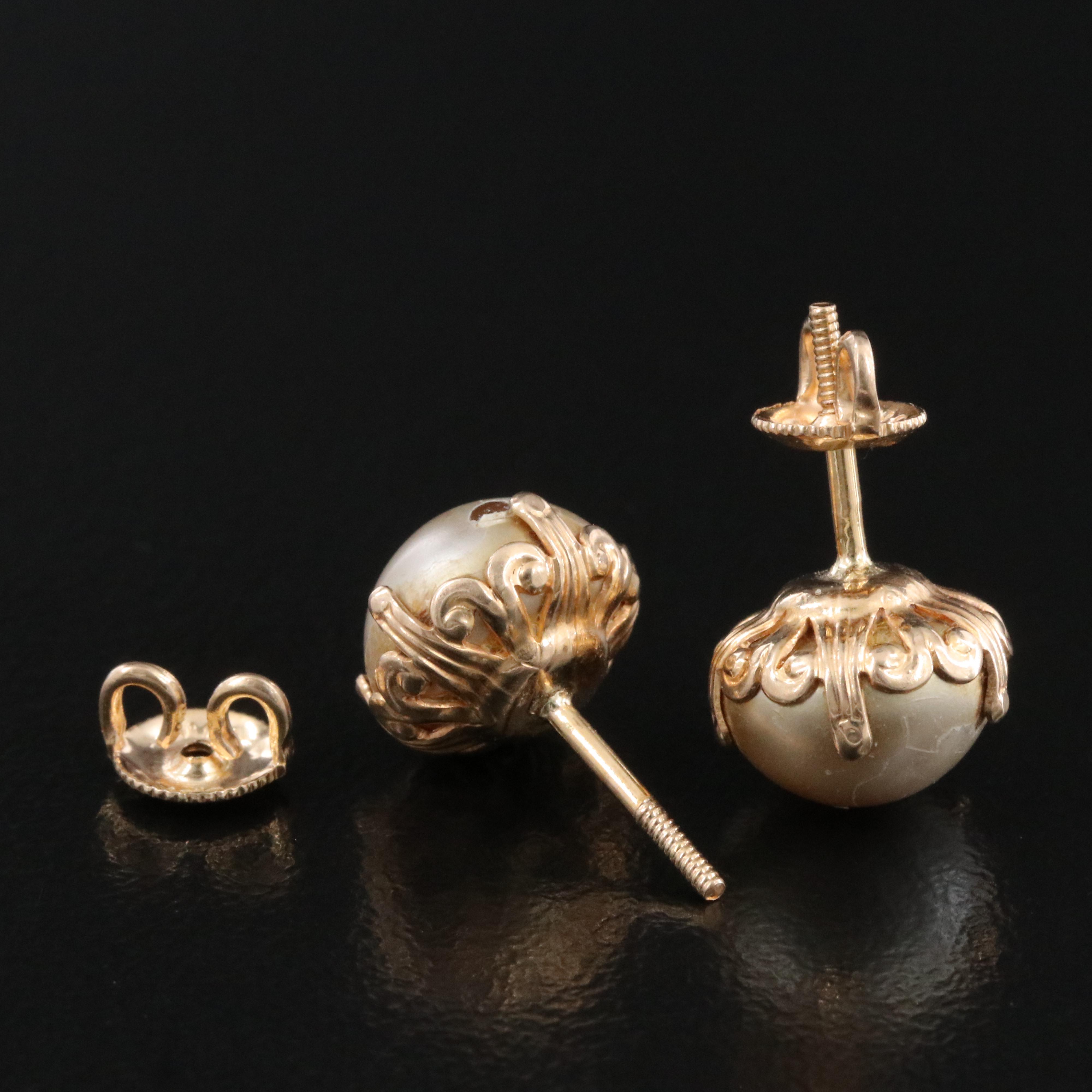 10K Imitation Pearl Stud Earrings