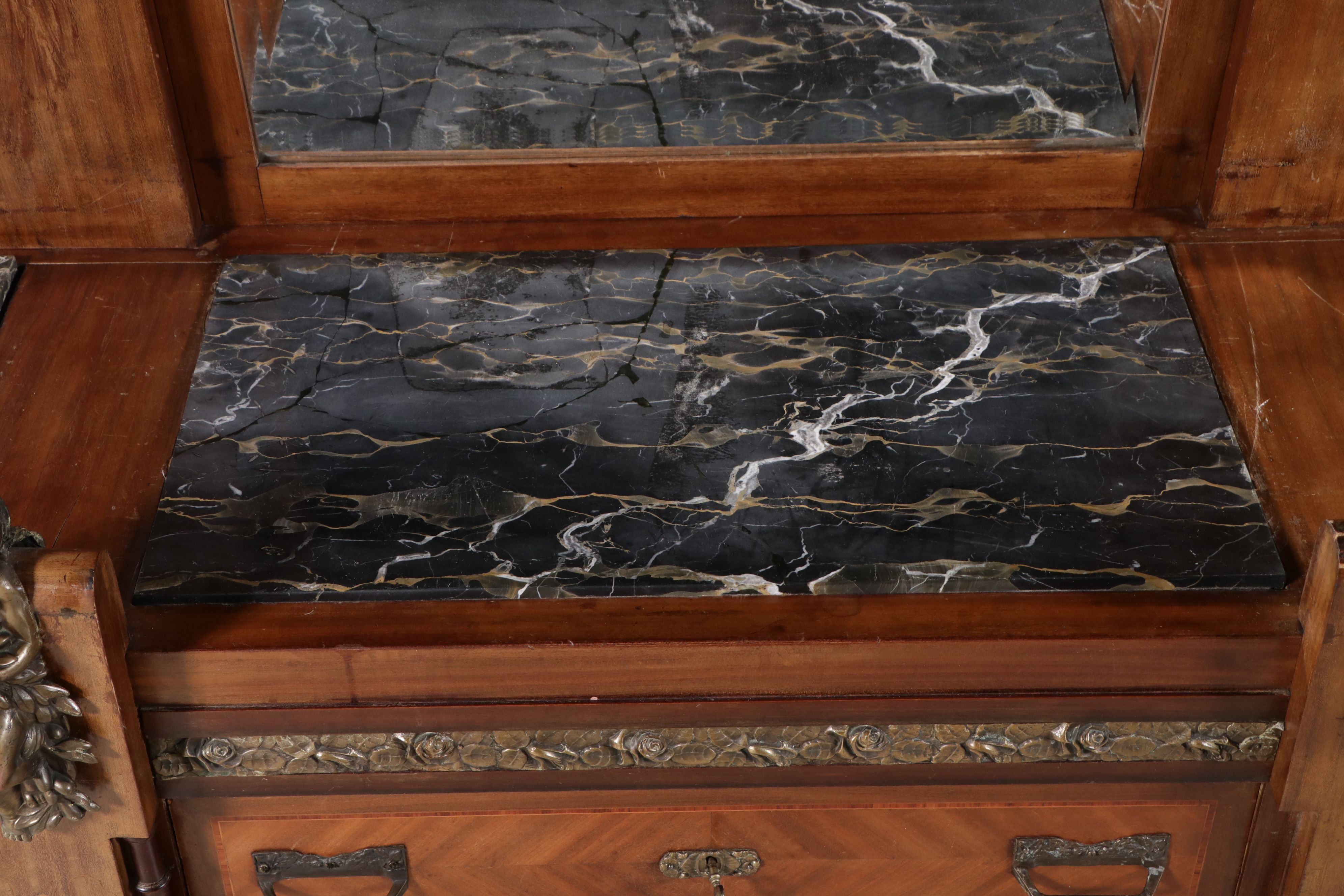 Belle Époque French Empire Style Marquetry and Bronze Mounted Commode