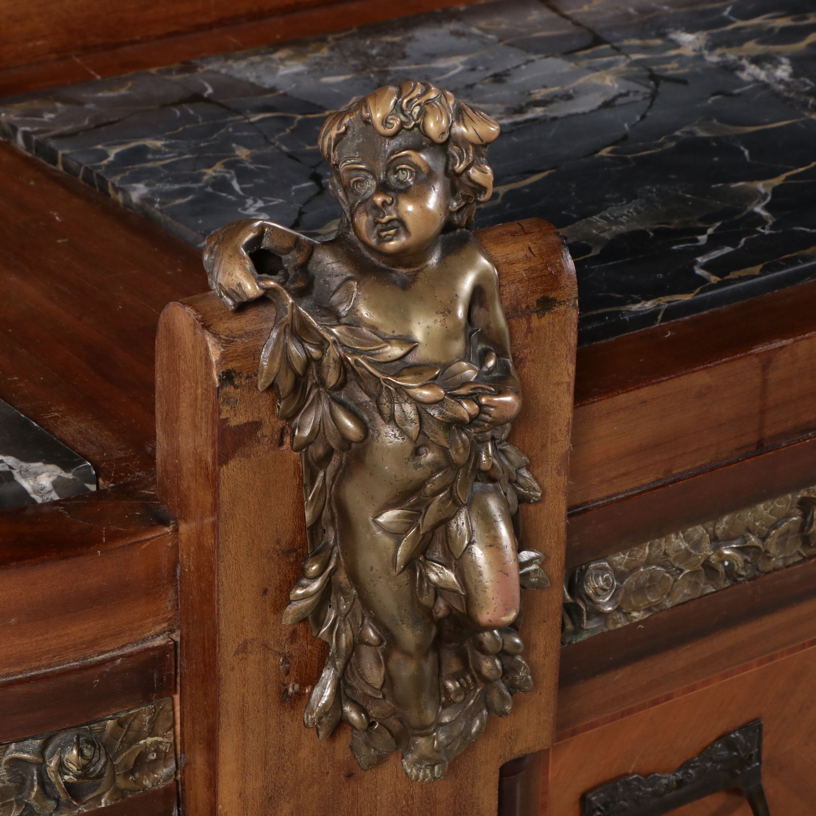 Belle Époque French Empire Style Marquetry and Bronze Mounted Commode