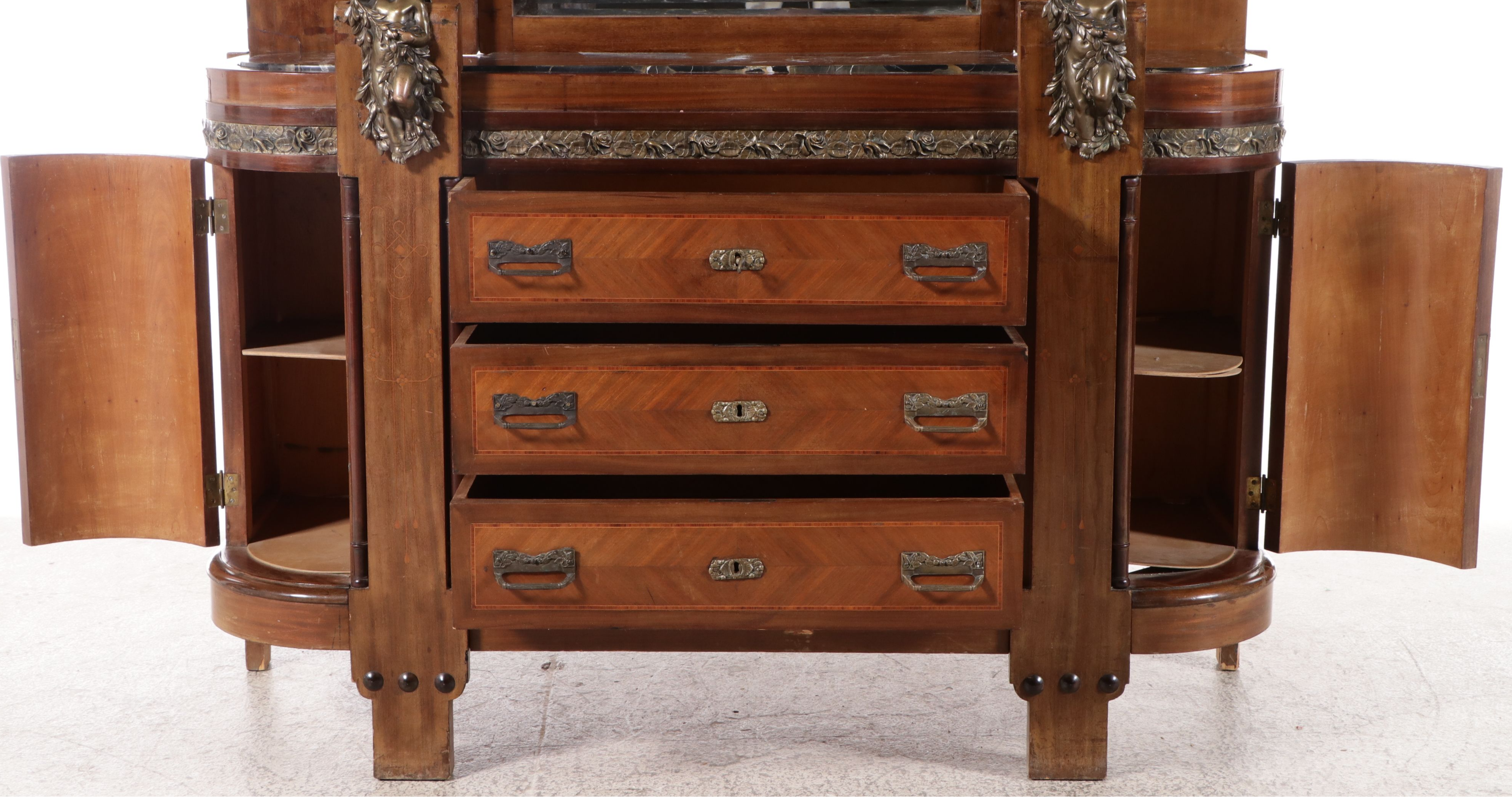 Belle Époque French Empire Style Marquetry and Bronze Mounted Commode
