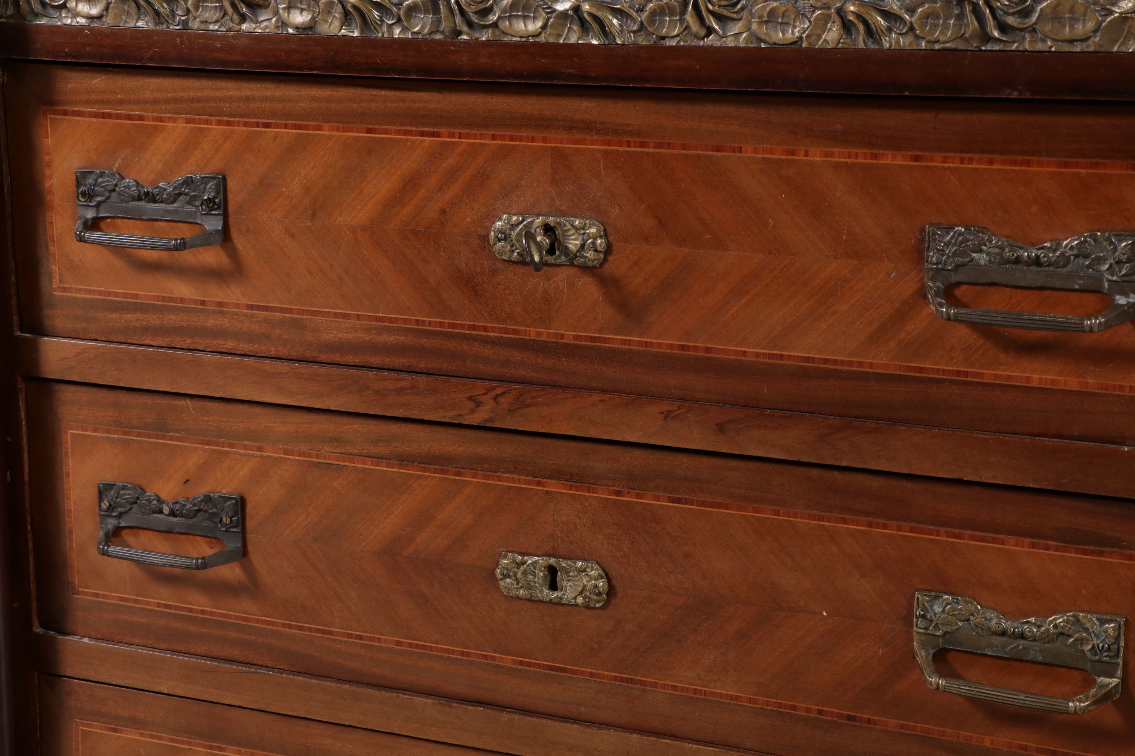 Belle Époque French Empire Style Marquetry and Bronze Mounted Commode