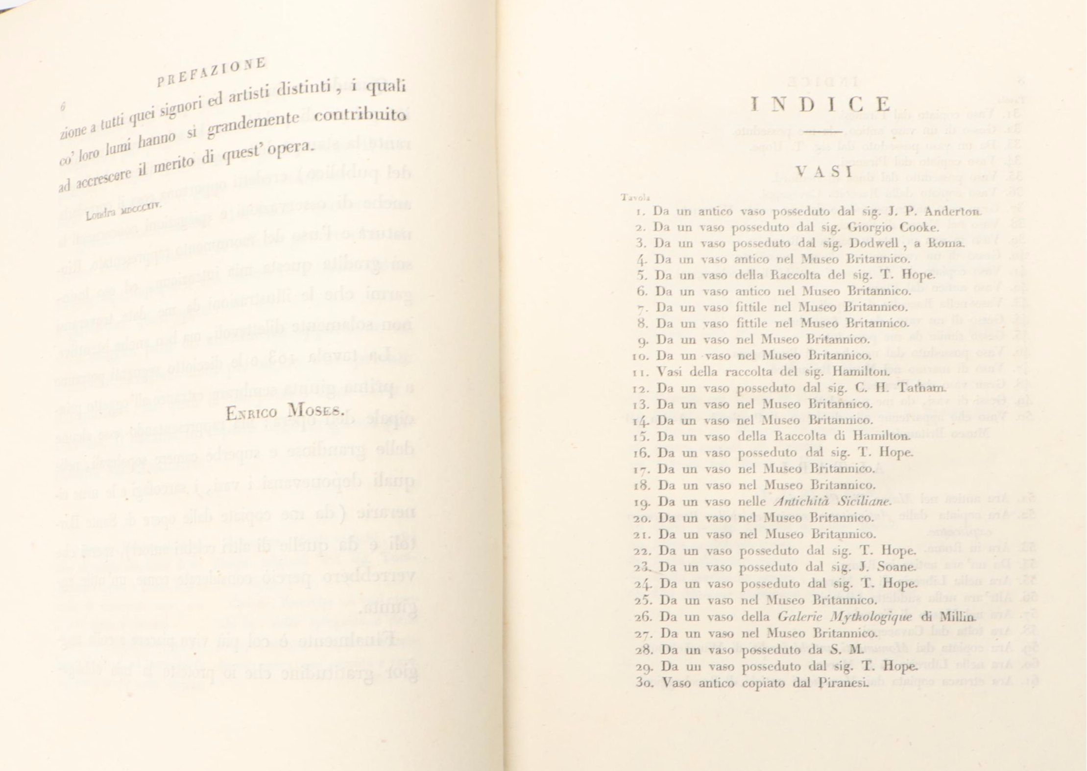 Illustrated "Raccolta di vasi antichi" by Enrico Moses, 1824