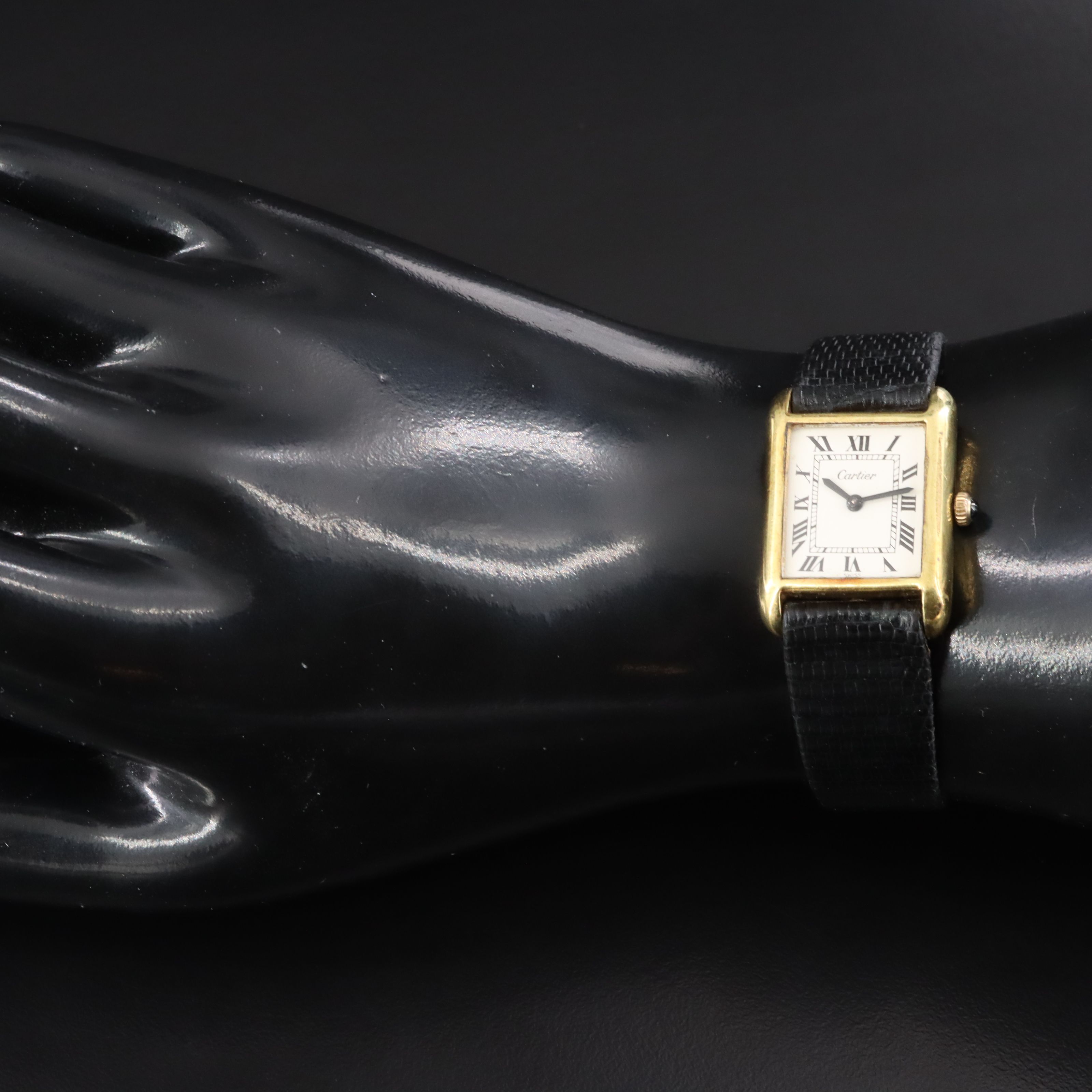 Vintage 18K Electroplate Yellow Gold Cartier Manual Wind Tank Watch