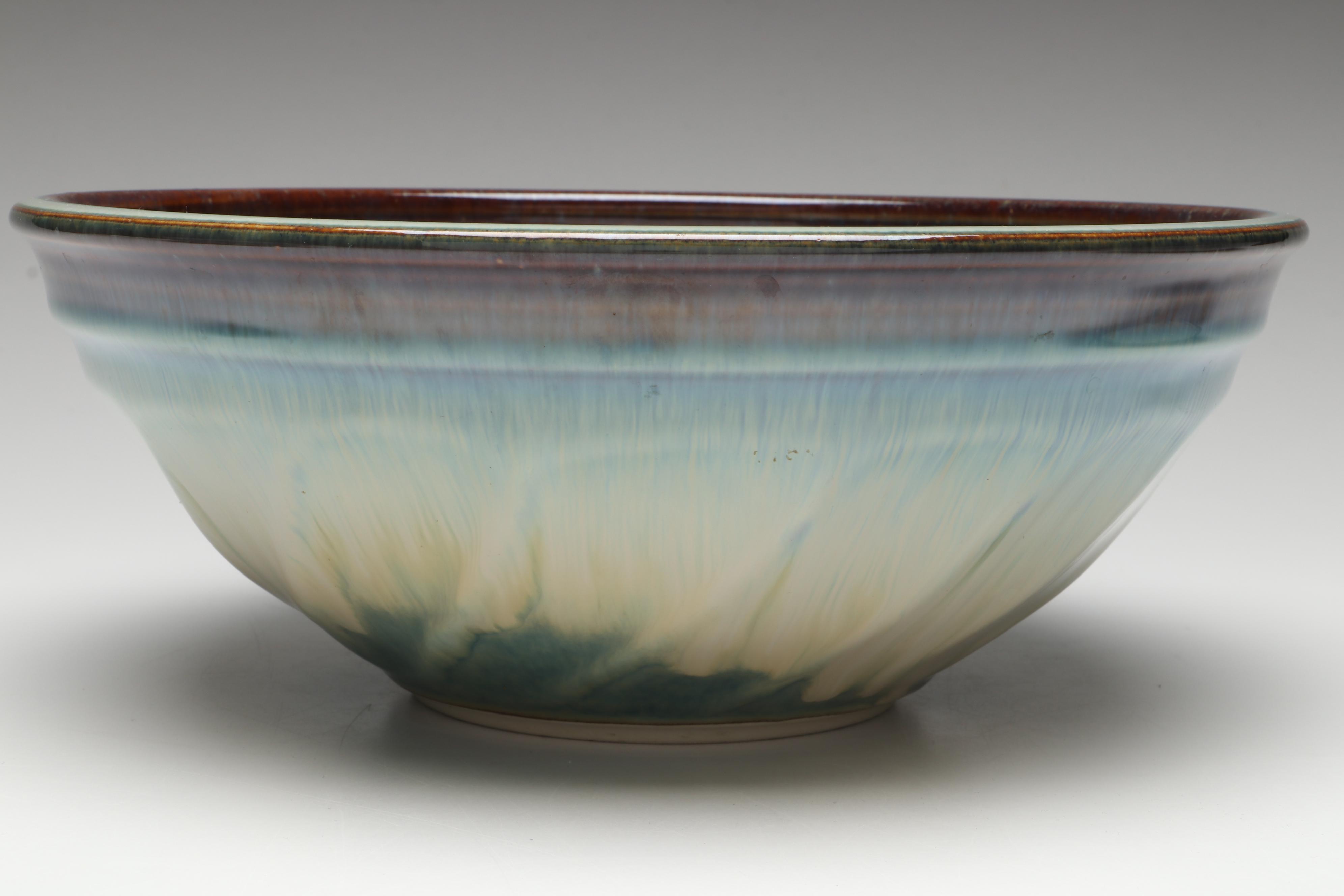 Bill Campbell Signed Drip Glaze Art Pottery Lidded Tureen and Serving Bowls