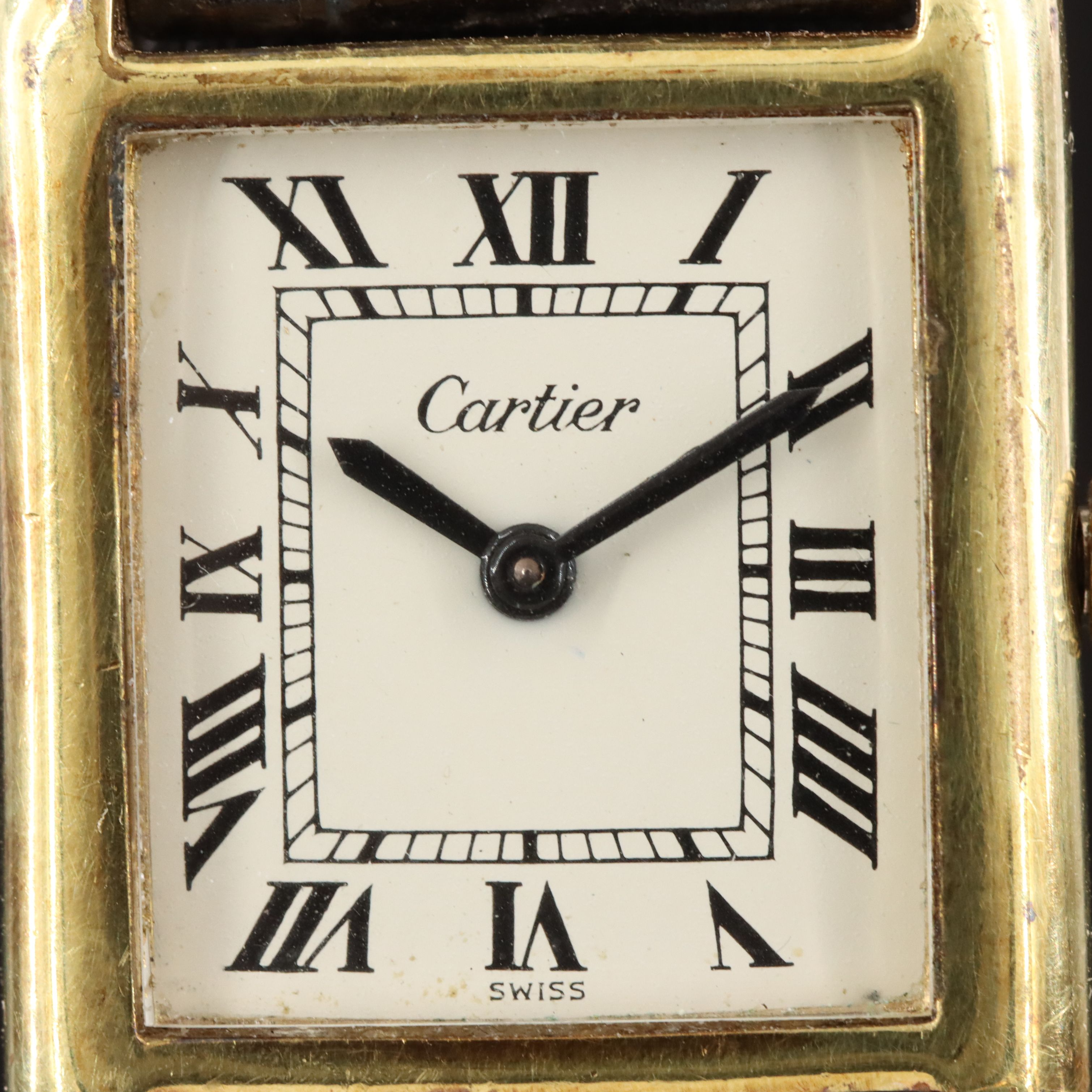 Vintage 18K Electroplate Yellow Gold Cartier Manual Wind Tank Watch