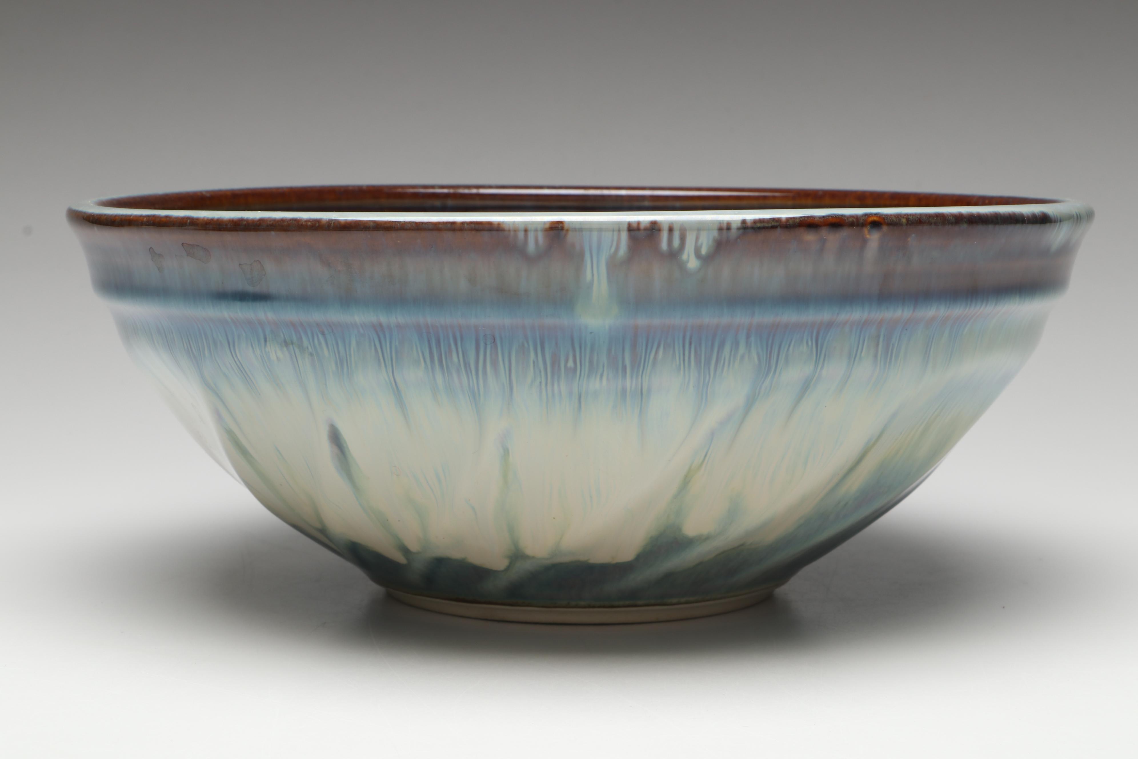 Bill Campbell Signed Drip Glaze Art Pottery Lidded Tureen and Serving Bowls