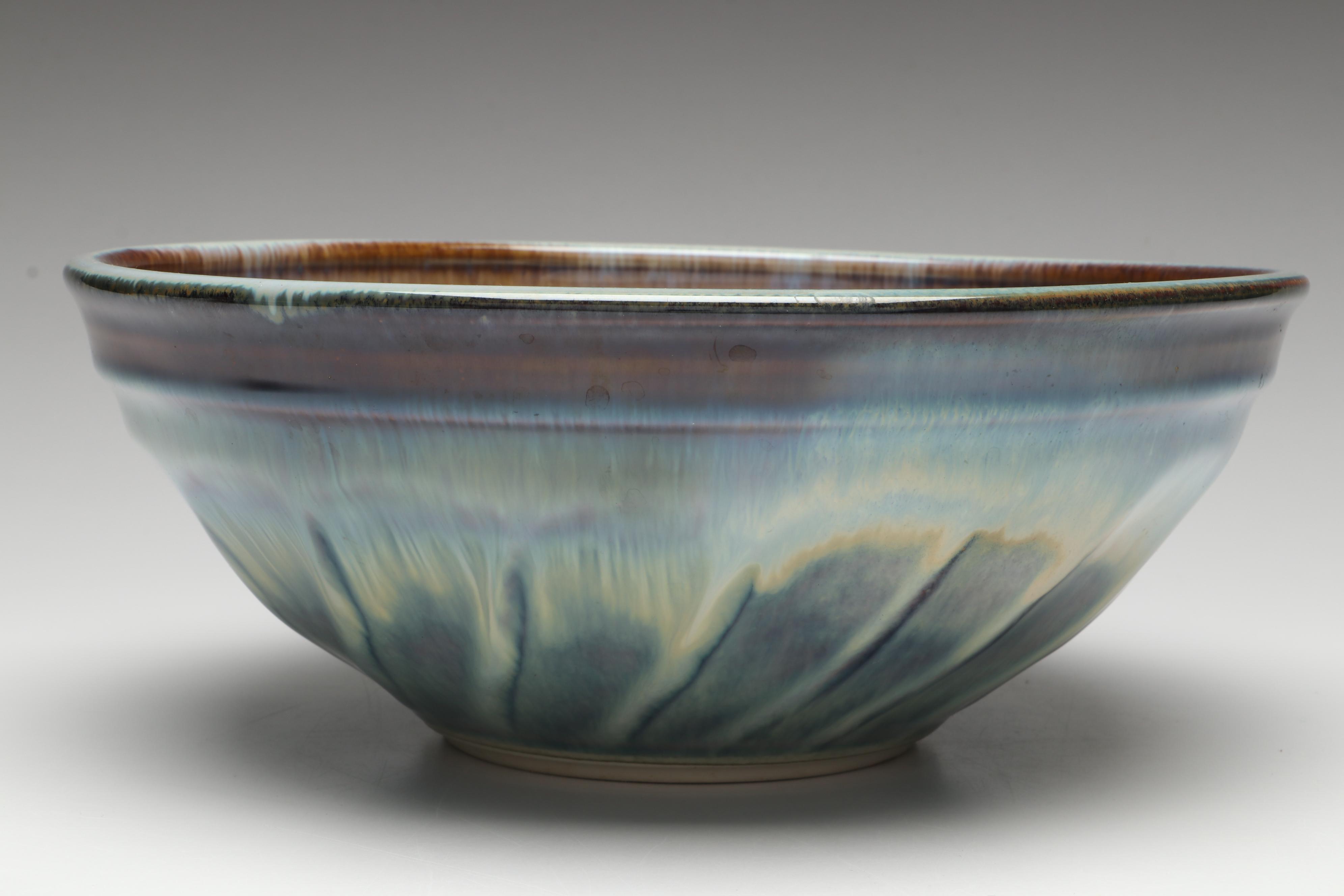 Bill Campbell Signed Drip Glaze Art Pottery Lidded Tureen and Serving Bowls