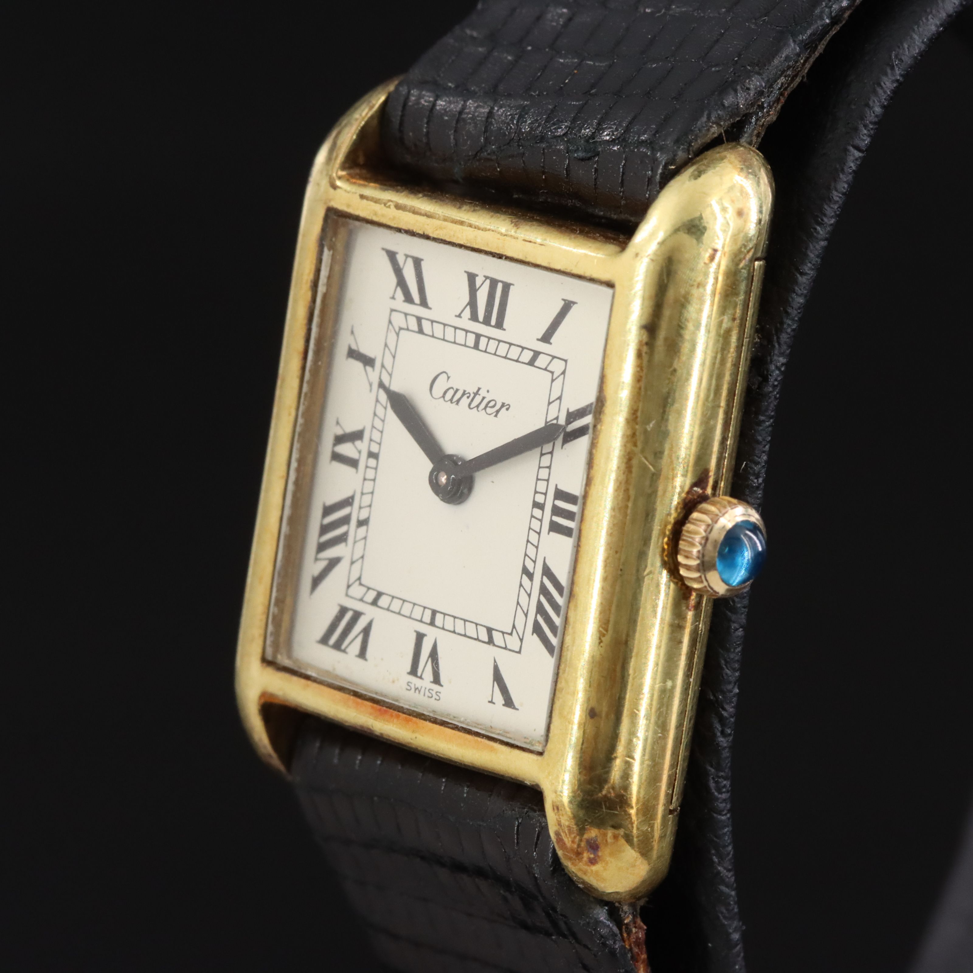 Vintage 18K Electroplate Yellow Gold Cartier Manual Wind Tank Watch