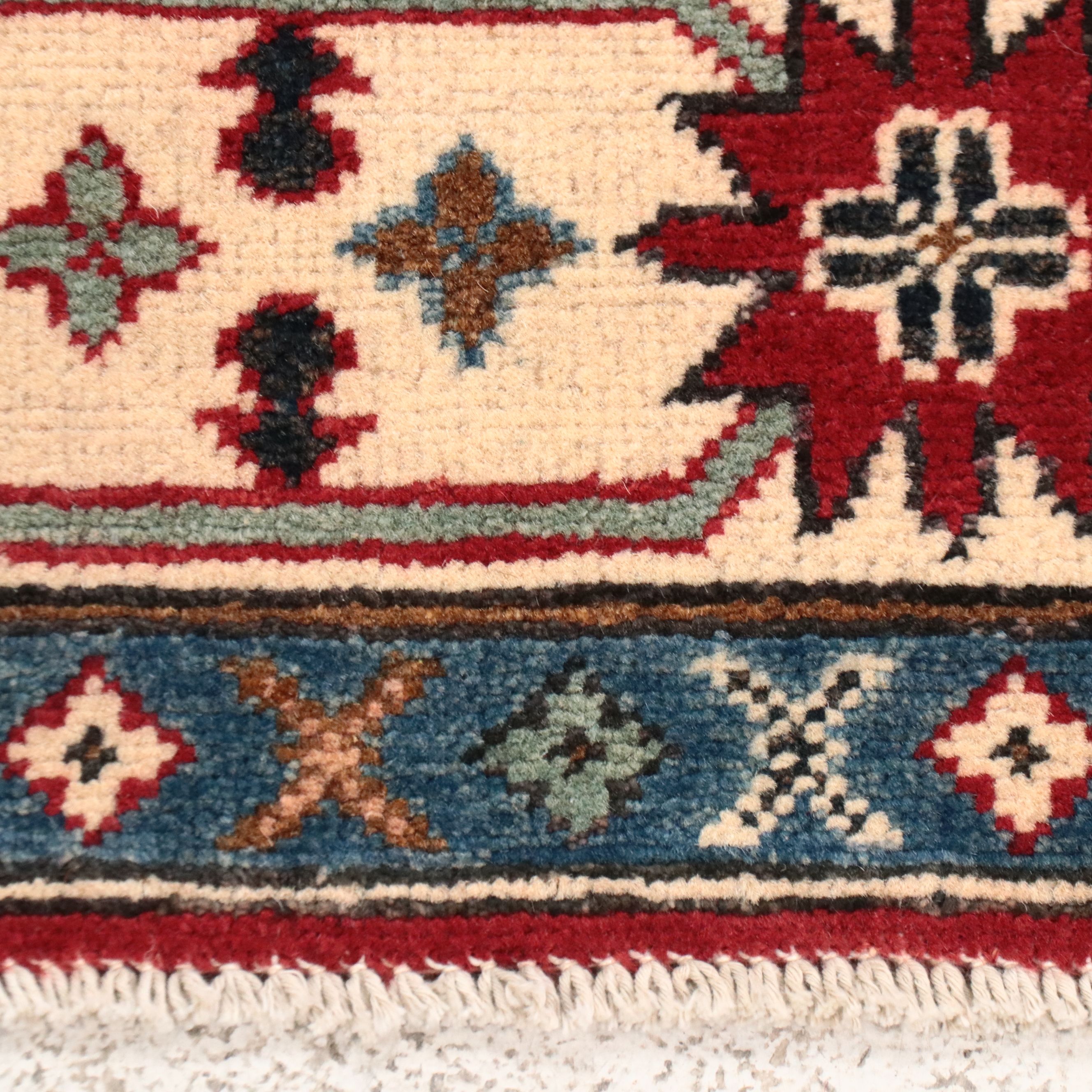 3'10 x 6'1 Hand-Knotted Pakistani Kazak Area Rug