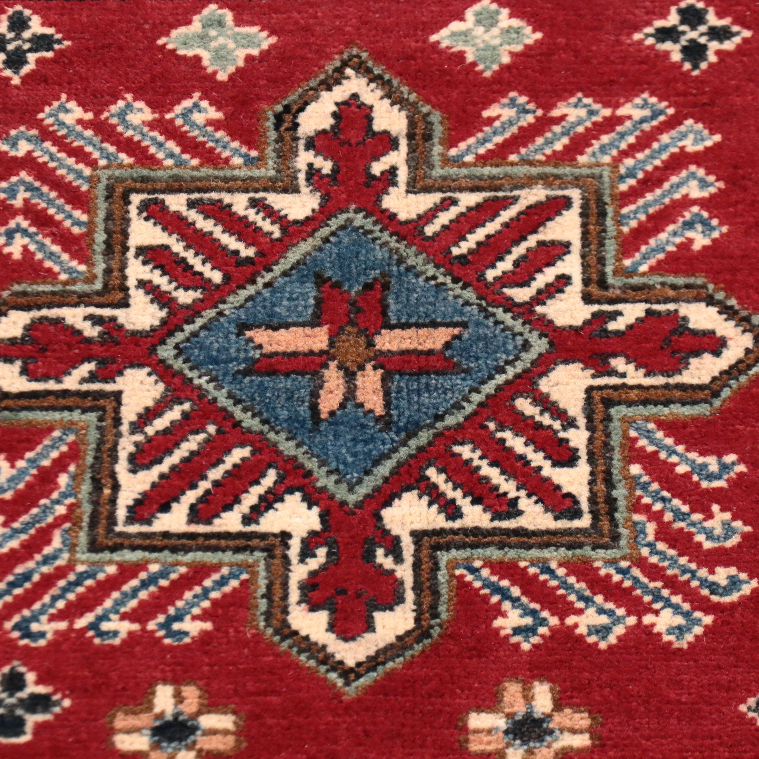 3'10 x 6'1 Hand-Knotted Pakistani Kazak Area Rug
