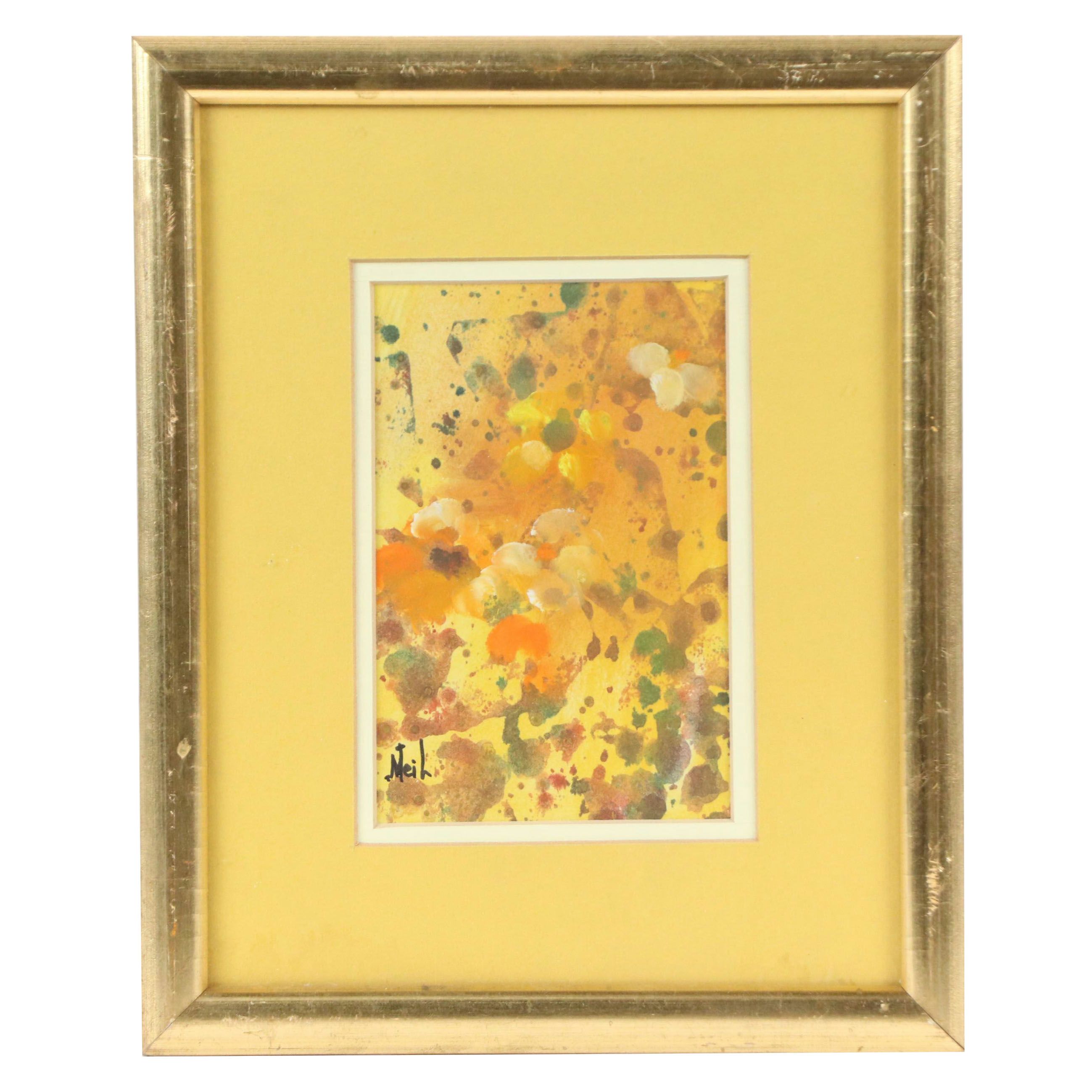 Abstract Oil Painting in Yellow, 21st Century