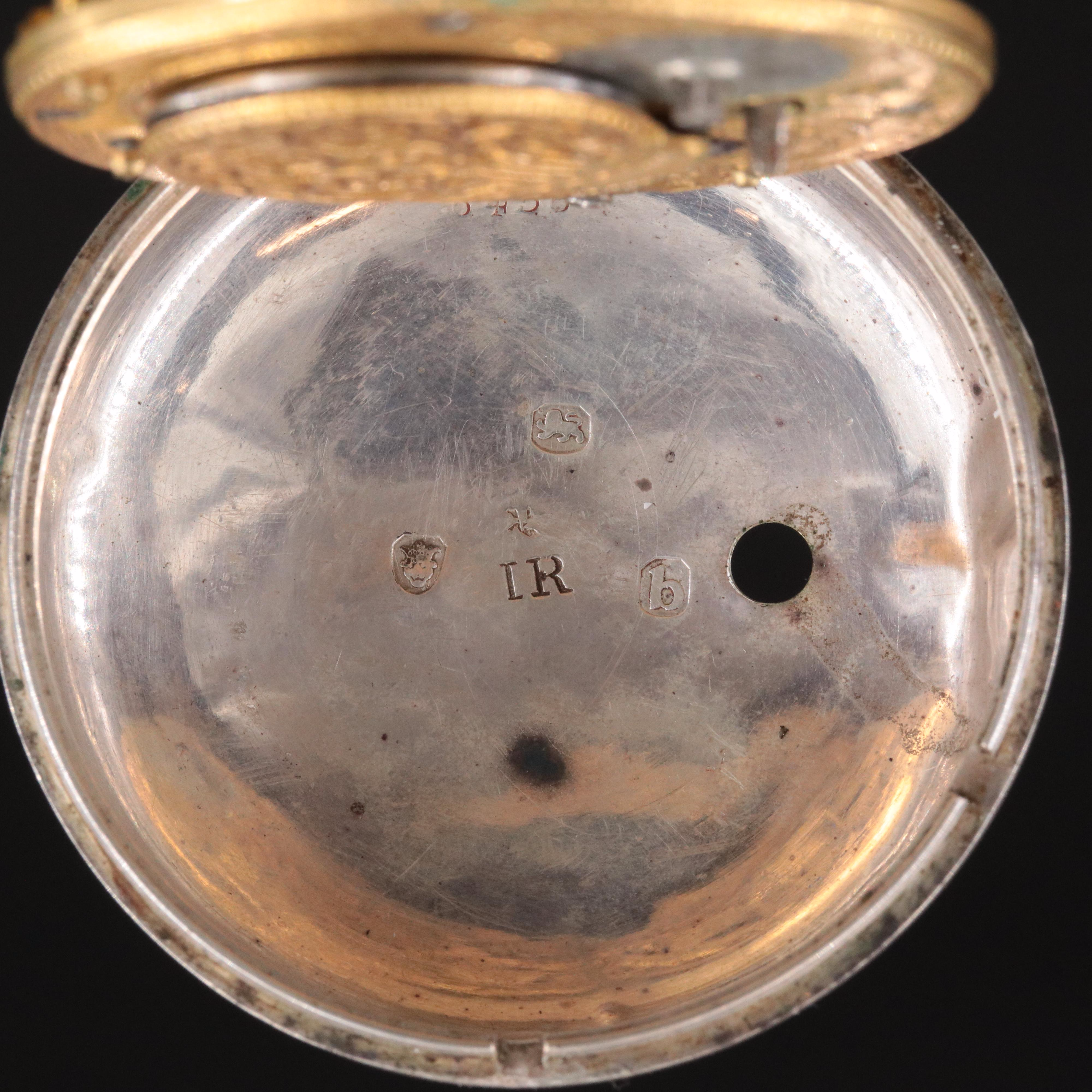 Antique Sterling D. Campbell Verge Fusee Pocket Watch, Stopwatch and Compass