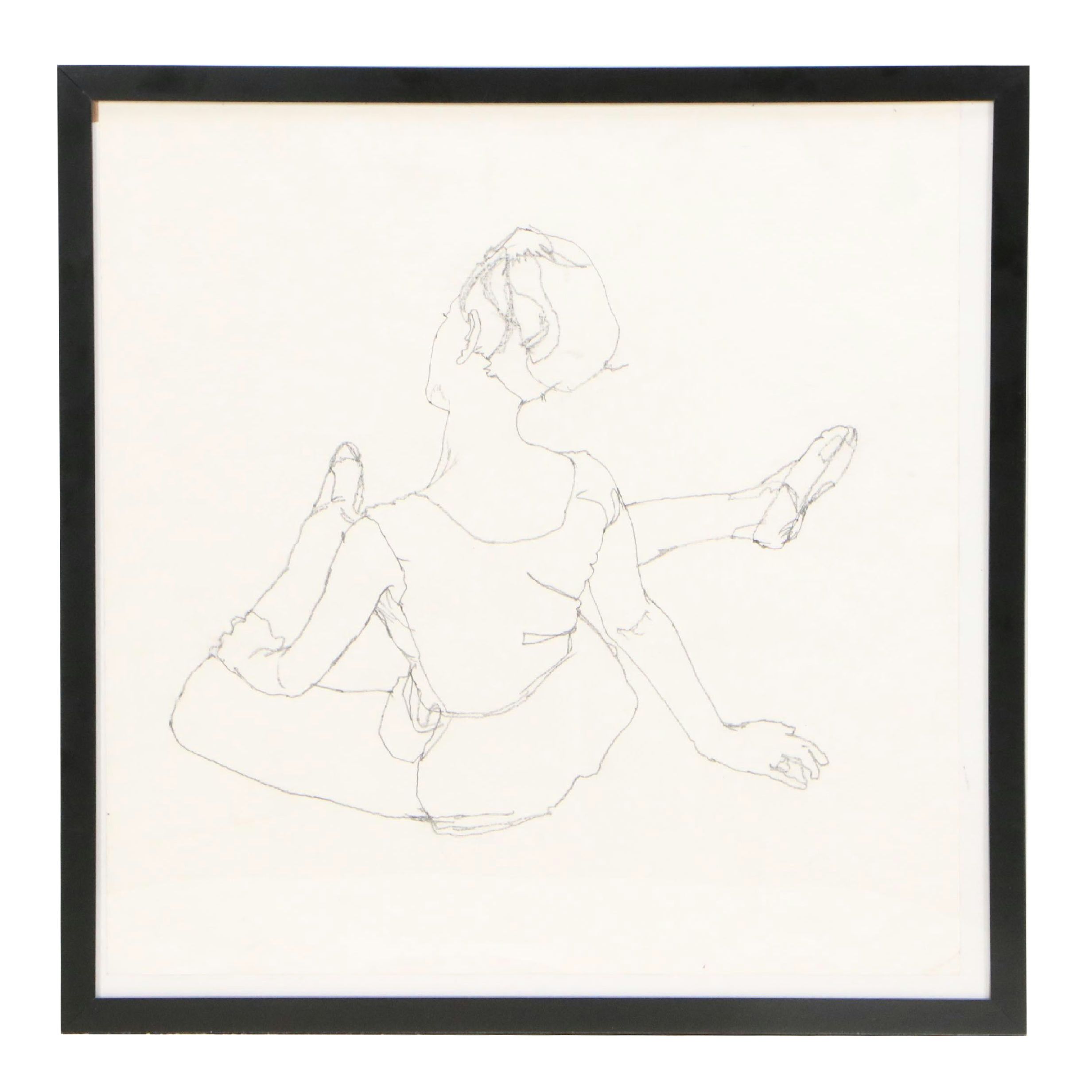 Paul Wagener Graphite Drawing Figure Study of Ballerina, Late 20th Century