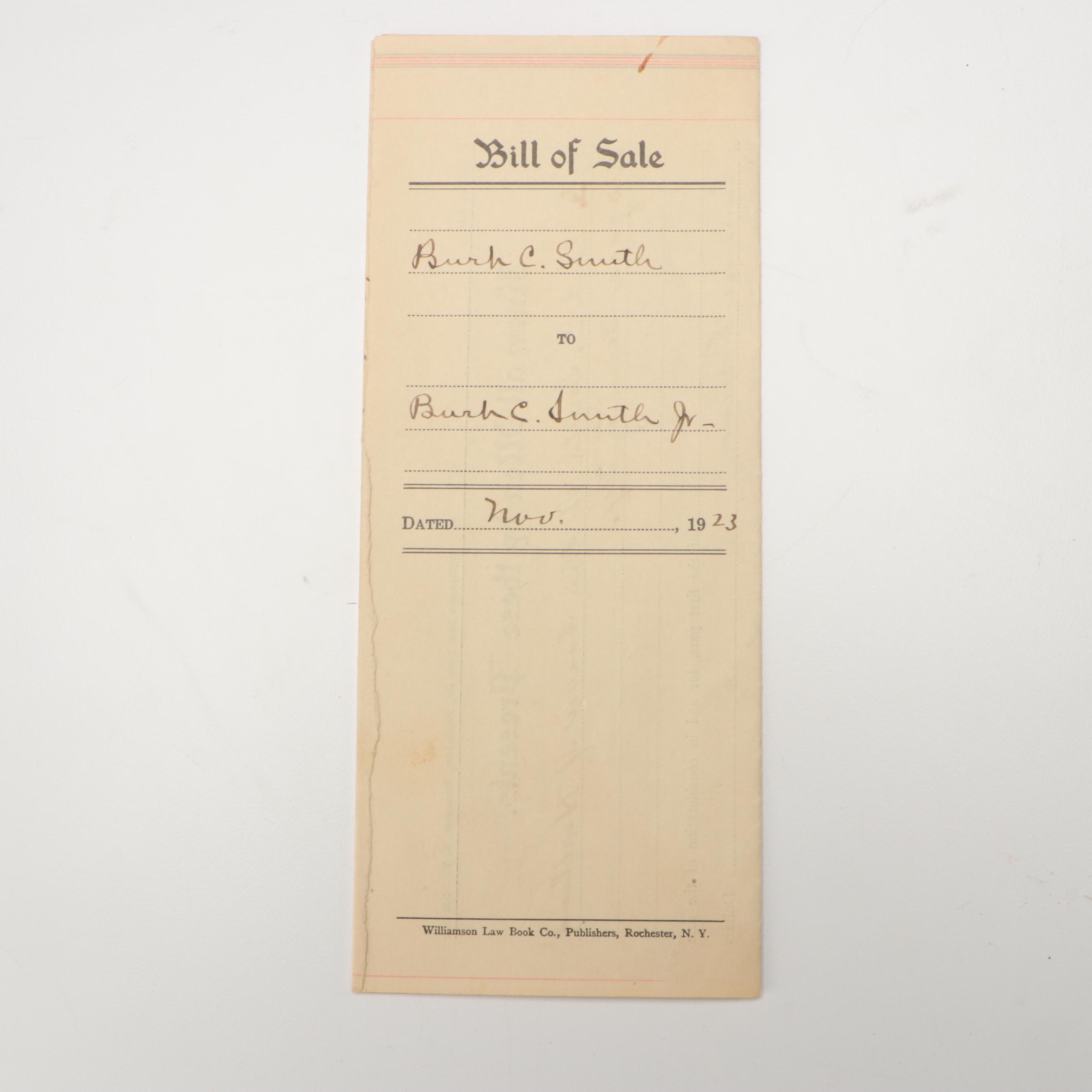 Lockport Banking Checks with Document and Bill of Sale, Late 19th/Early 20th C.