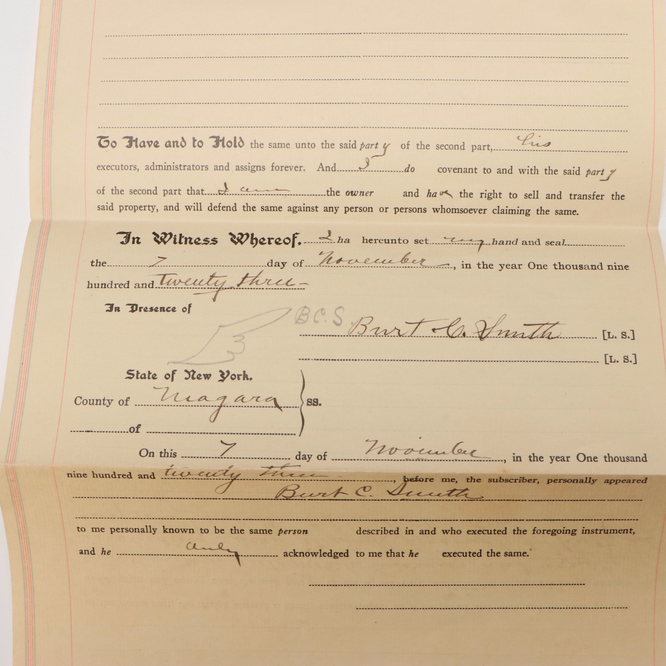 Lockport Banking Checks with Document and Bill of Sale, Late 19th/Early 20th C.