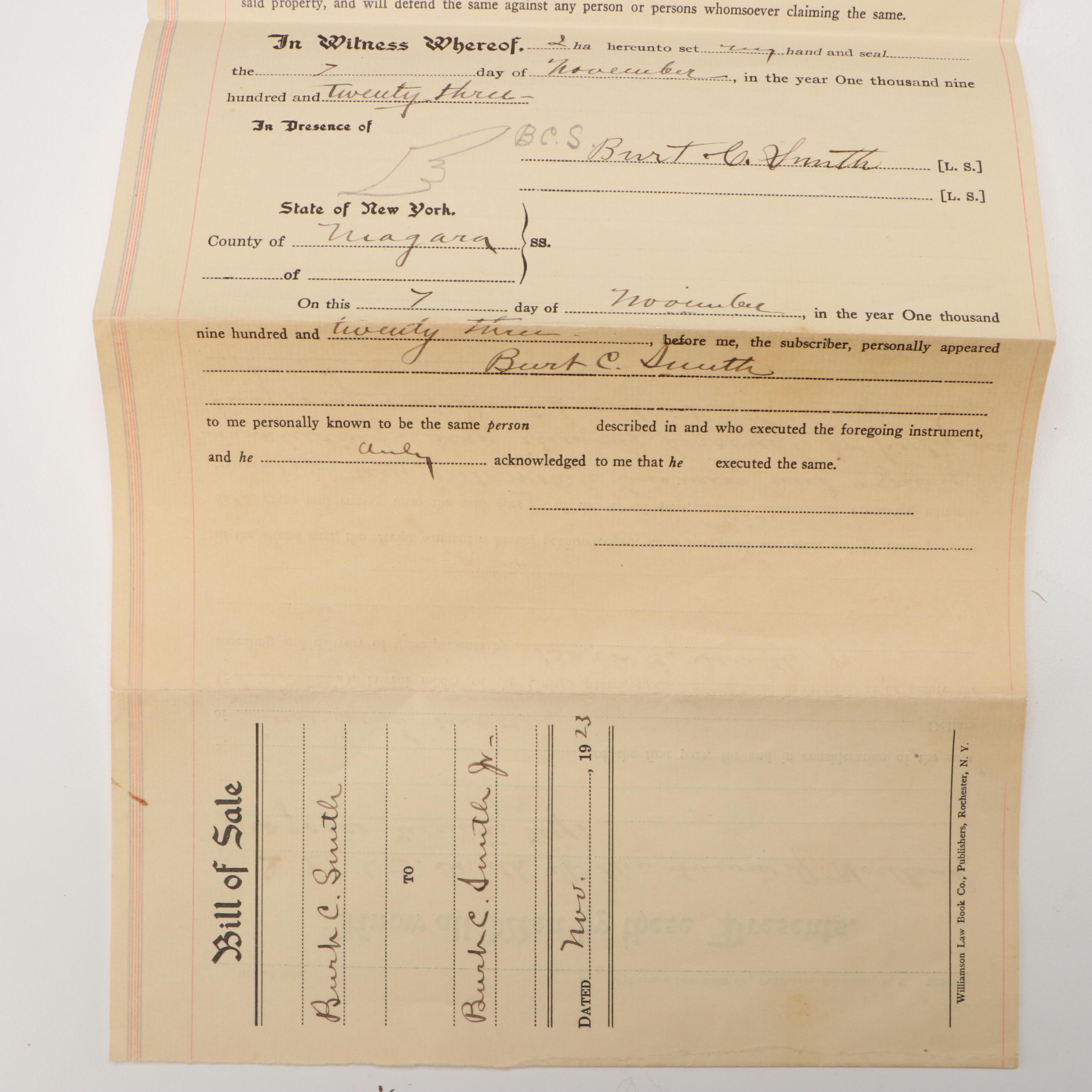 Lockport Banking Checks with Document and Bill of Sale, Late 19th/Early 20th C.