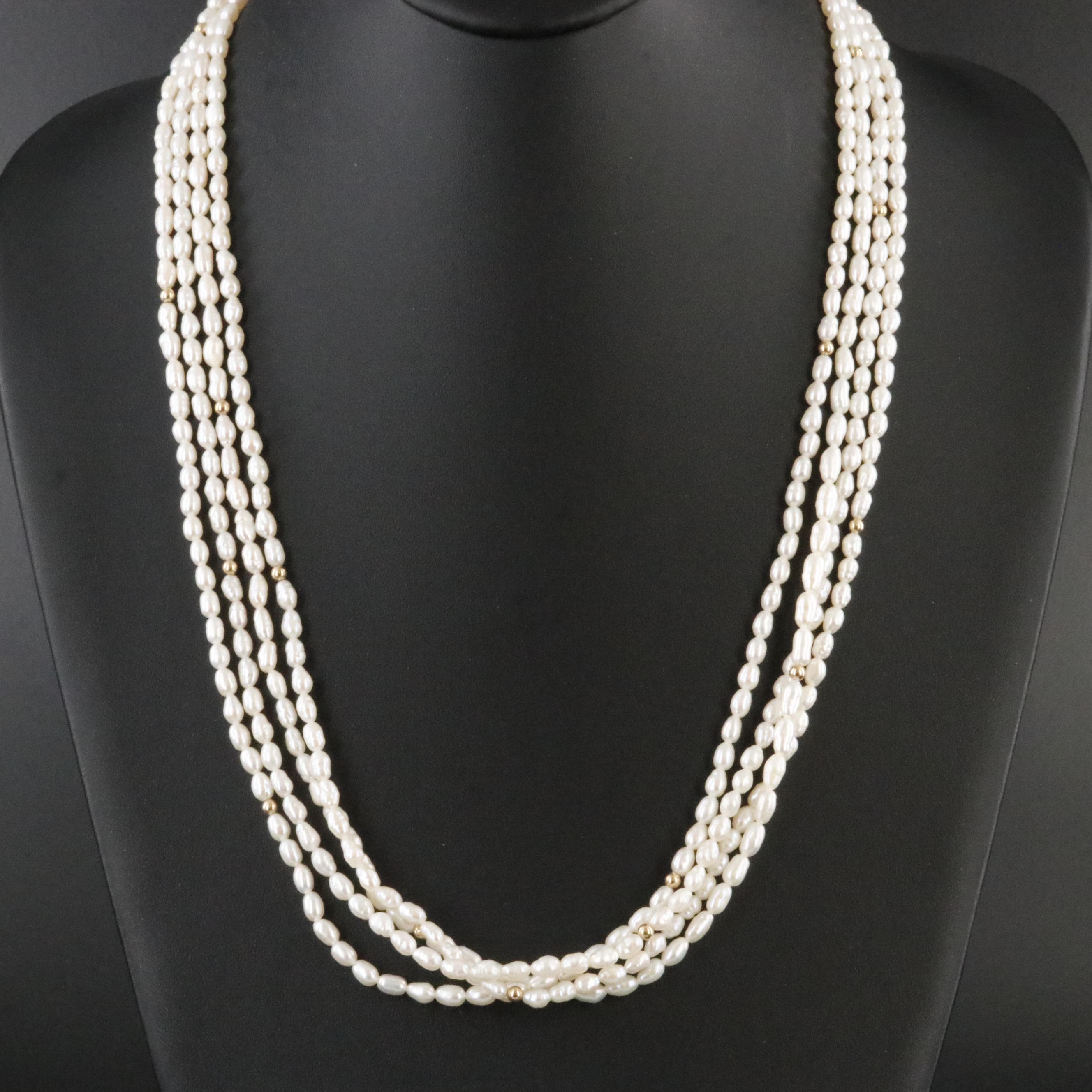 14K Pearl Four Strand Necklace
