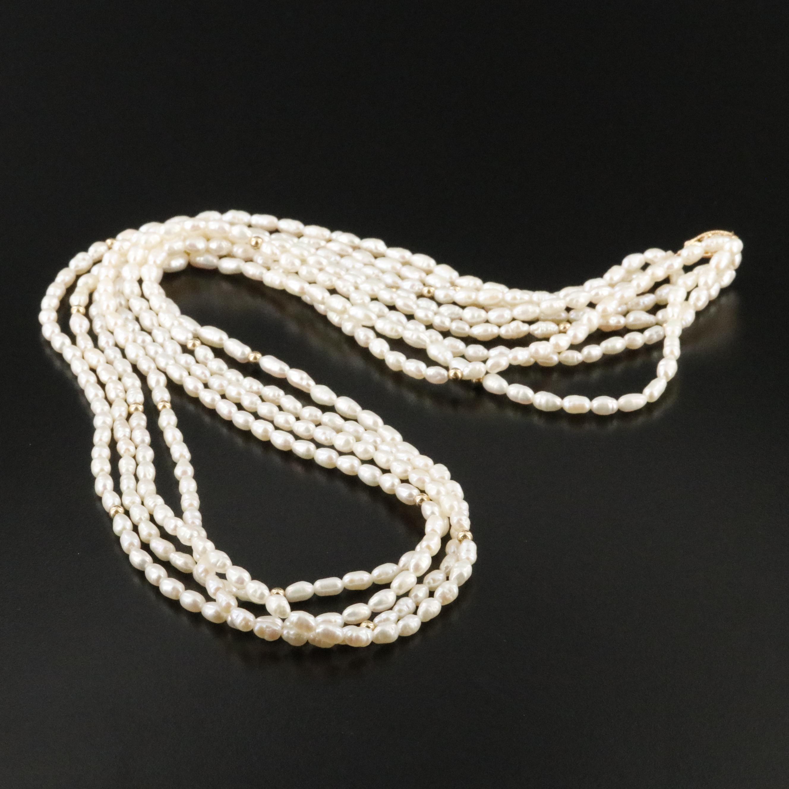 14K Pearl Four Strand Necklace