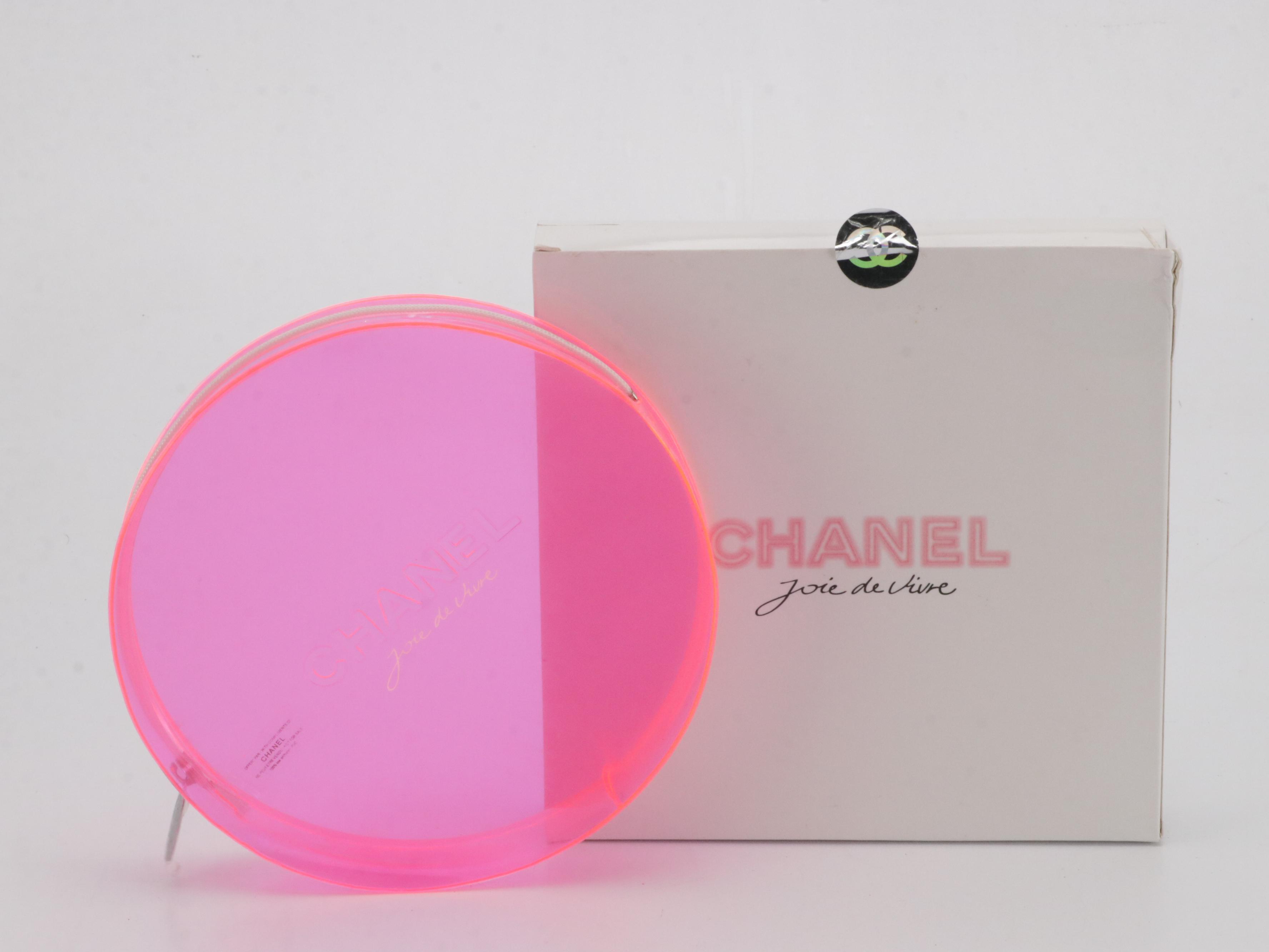 Chanel Beauté "Joie de Vivre" Cosmetic Pouch in Fluorescent Pink with Box